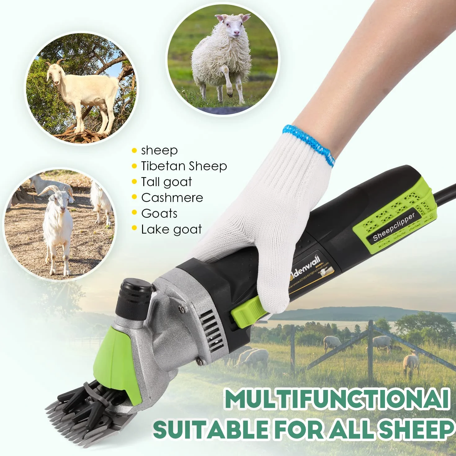 CGOLDENWALL Macchina per Tagliare la Lana di Moutone Elettrica 850W 6 Velocità Regolabile per Mouton Capre Animali a Lana