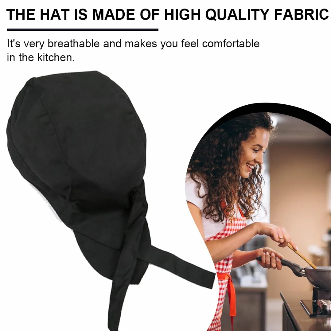 Cappello da Cuoco Regolabile Nero Unisex per Adulti Lavoro Hotel