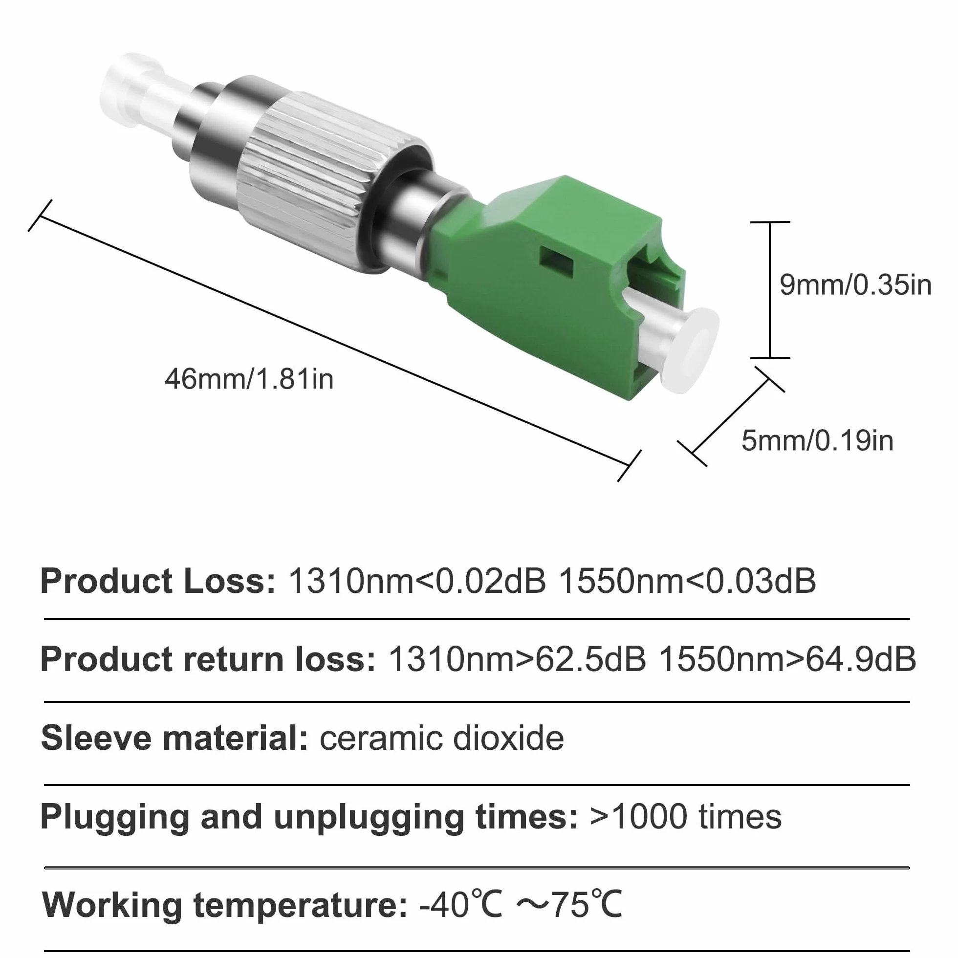 XMSJSIY Adattatore LC a FC in fibra ottica FC/UPC da uomo a LC/APC Femminile Simplix Hybrid Convertitore adattatore ottico per rete Internet, 2 pezzi