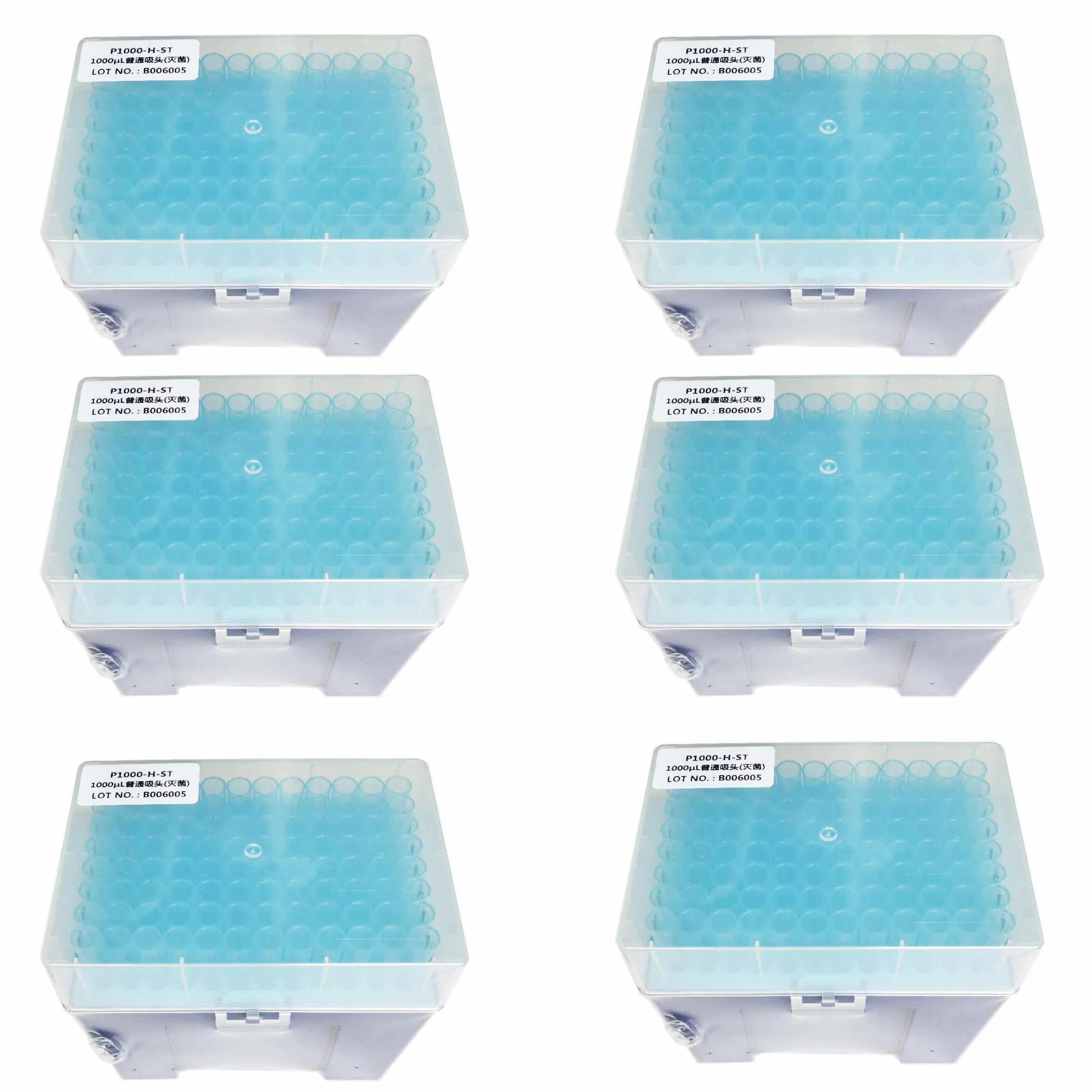 MUHWA Puntali per Pipetta da 1250ul, Senza DNasi/RNasi, Sterilizzati, 6 Portapuntali (576 Punte), da Laboratorio