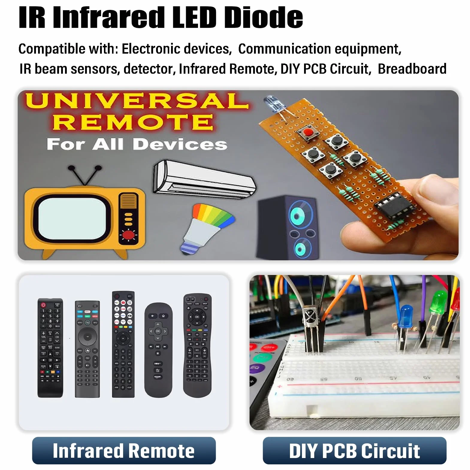 60 pezzi LED a Infrarossi Emettitore e IR Diodo Receiver 3MM 5MM 940nm e 1838 1738 0038 1638 Infrarosso per Ricevitore Led Infrared Emissione e Ricevitori Kit