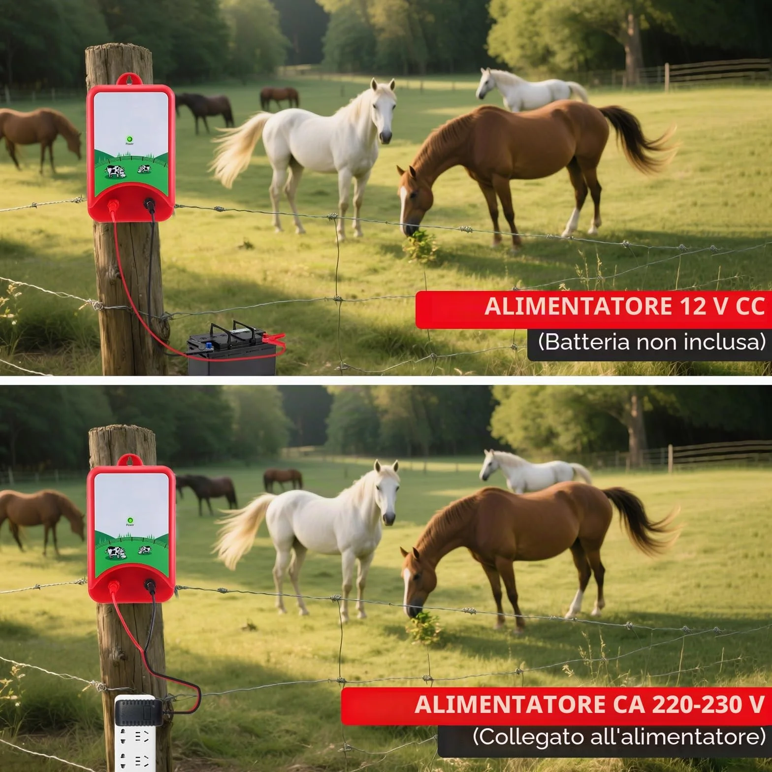 Elettrificatore Per Recinto Elettrico 10Km 12V 1.5J Per Animali Cane Cinghiale Cavalli Pecore