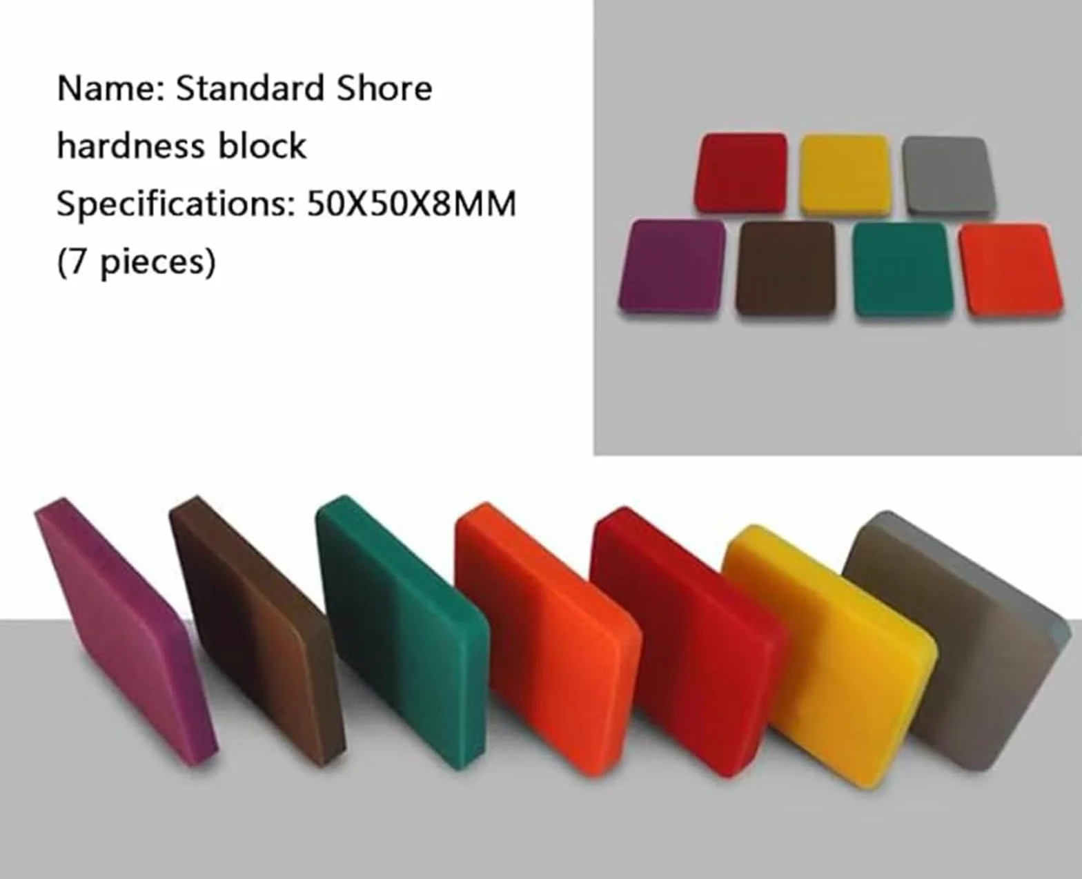 Blocchetto per Test di Durezza Shore Tipo A, Kit 7 Blocchetti 50x50x8 mm