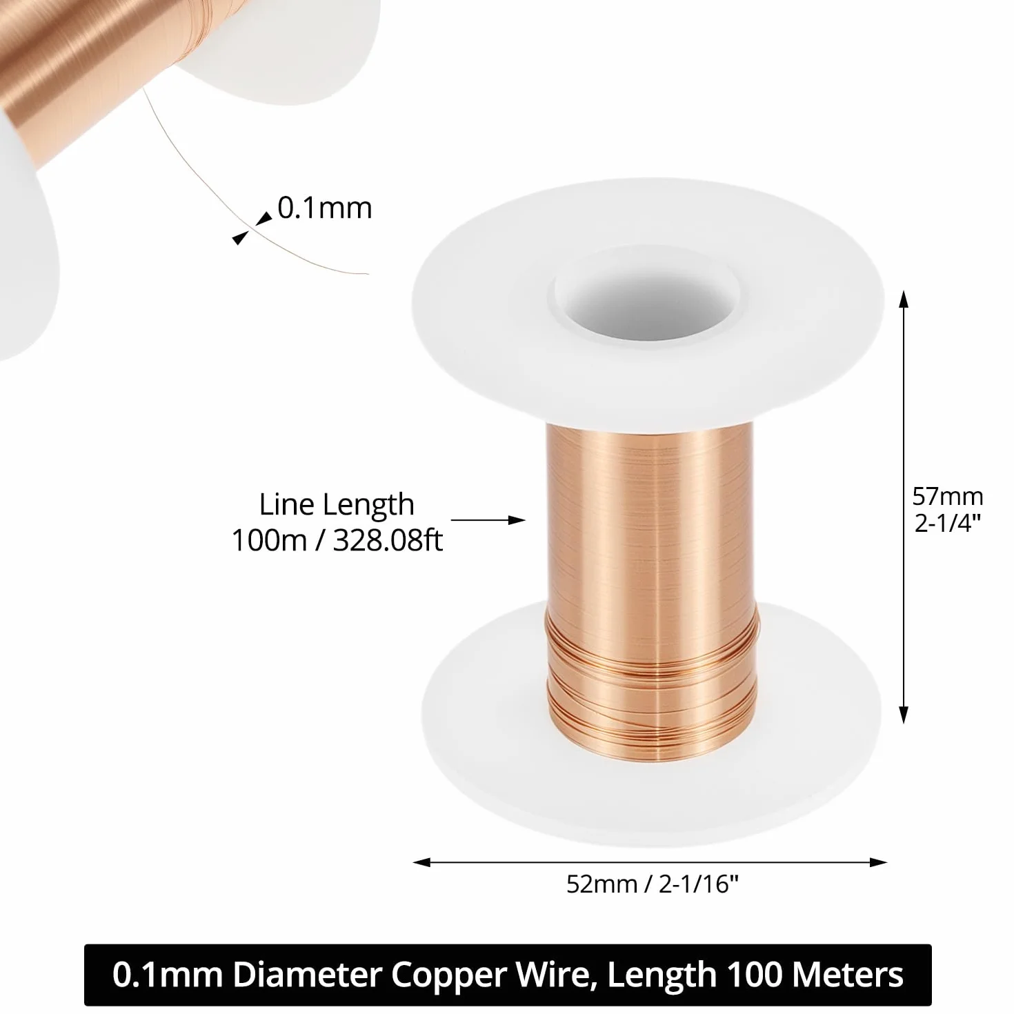 QWORK® Filo di Rame puro al 99,9%, 0.1 mm x 100 m, Filo di rame T2 per trasformatori, motori fai da te, artigianato