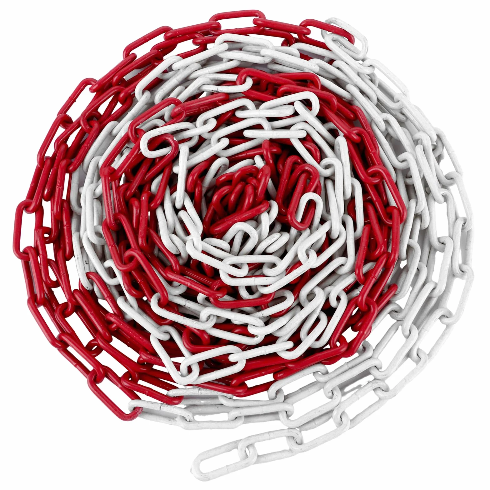 CYEER Catena in metallo rosso e bianco, 12 m, robusta catena in acciaio da 5 mm, resistente alle intemperie, catena a maglie massicce per parcheggi, cantieri e locali industriali, alta visibilità