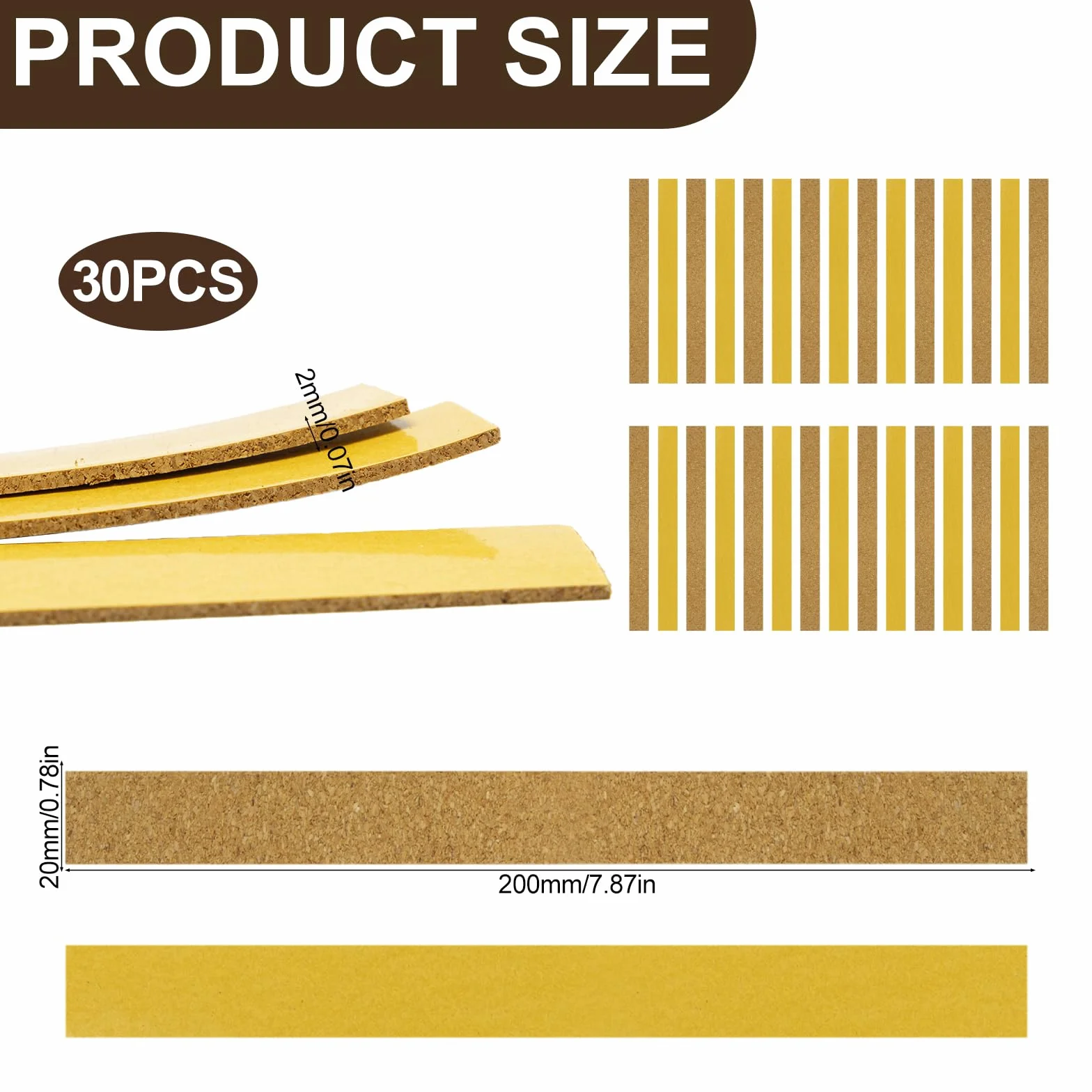 Strisce Di Sughero per Cappello 30 Pezzi 200x20x2mm