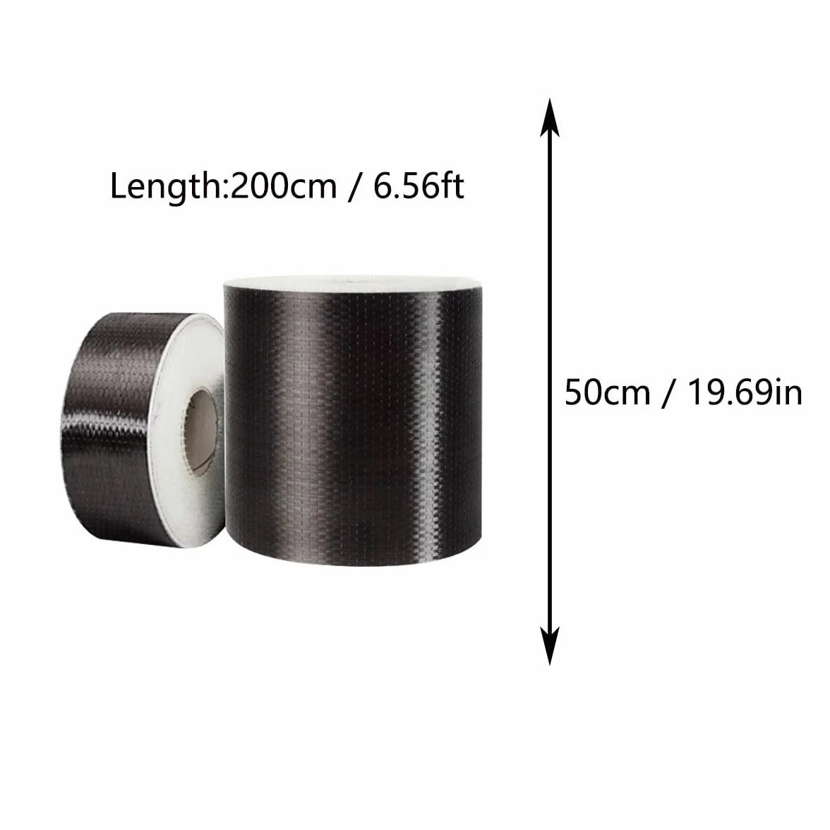 Rotolo di Tessuto in Fibra di Carbonio - Tessuto da 200 G/M² per Rinforzo Strutturale su Pareti in Cemento, Scantinati, Imbarcazioni,50X200CM