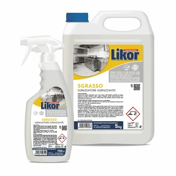 Detergente sgrassante con potere igienizzante,cf da 6 pezzi da 750 ml spray nebulizzante - Sgrasso likor smacchiatore per superfici unte scoglie i grassi per ristornati hotel e bar