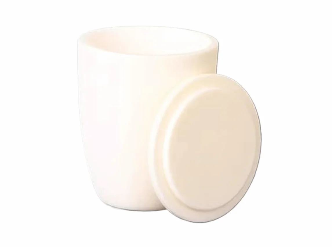 1 Pezzo Lab 5/10/20/25/30/50/100/150/200ml/300ml Crogiolo in corindone 99% allumina Crogiolo in Cenere con Coperchio for la Ricerca scientifica(25ml)