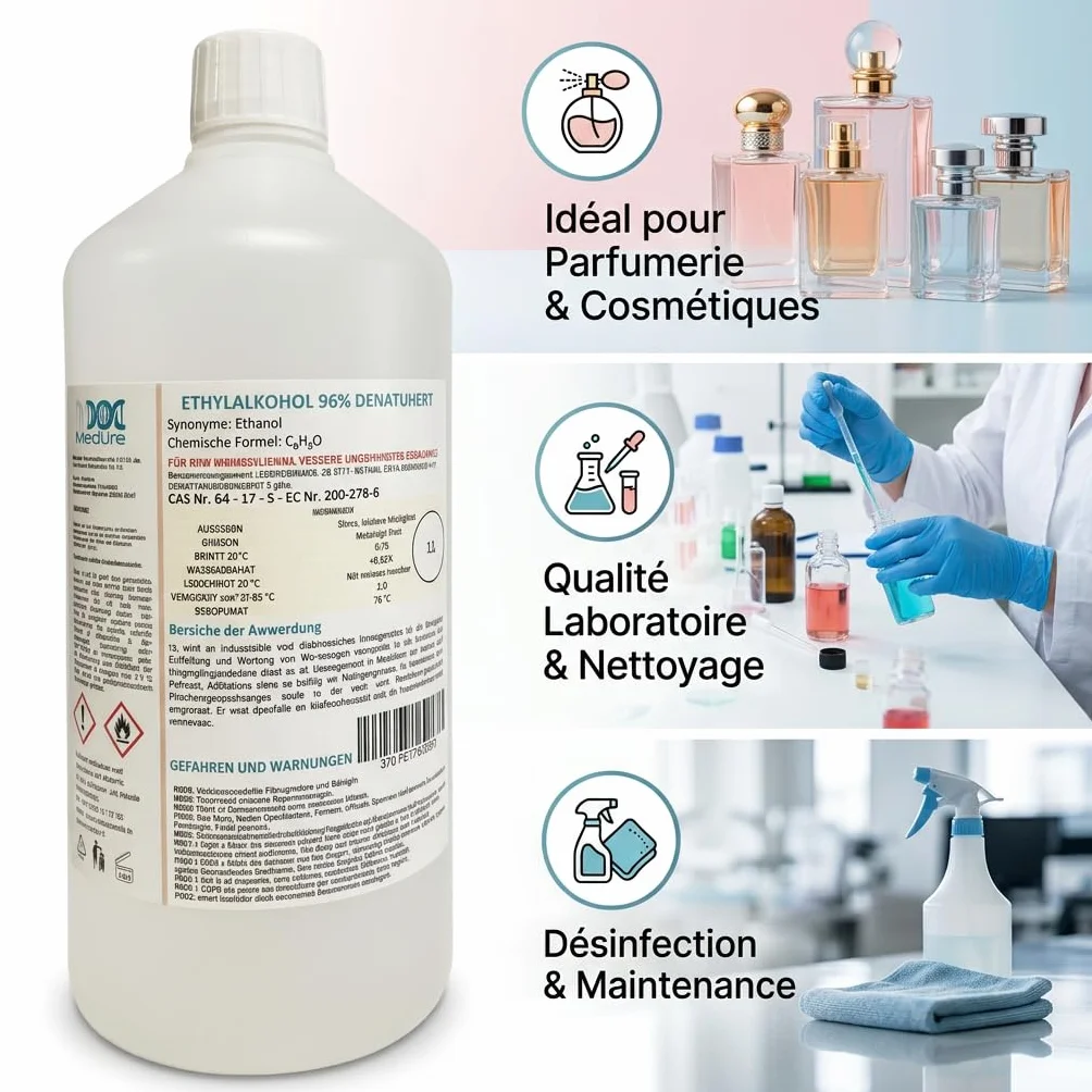 Alcool Etilico Denaturato 96% 1L Profumo Pulizia Sgrassaggio Sterilizzazione