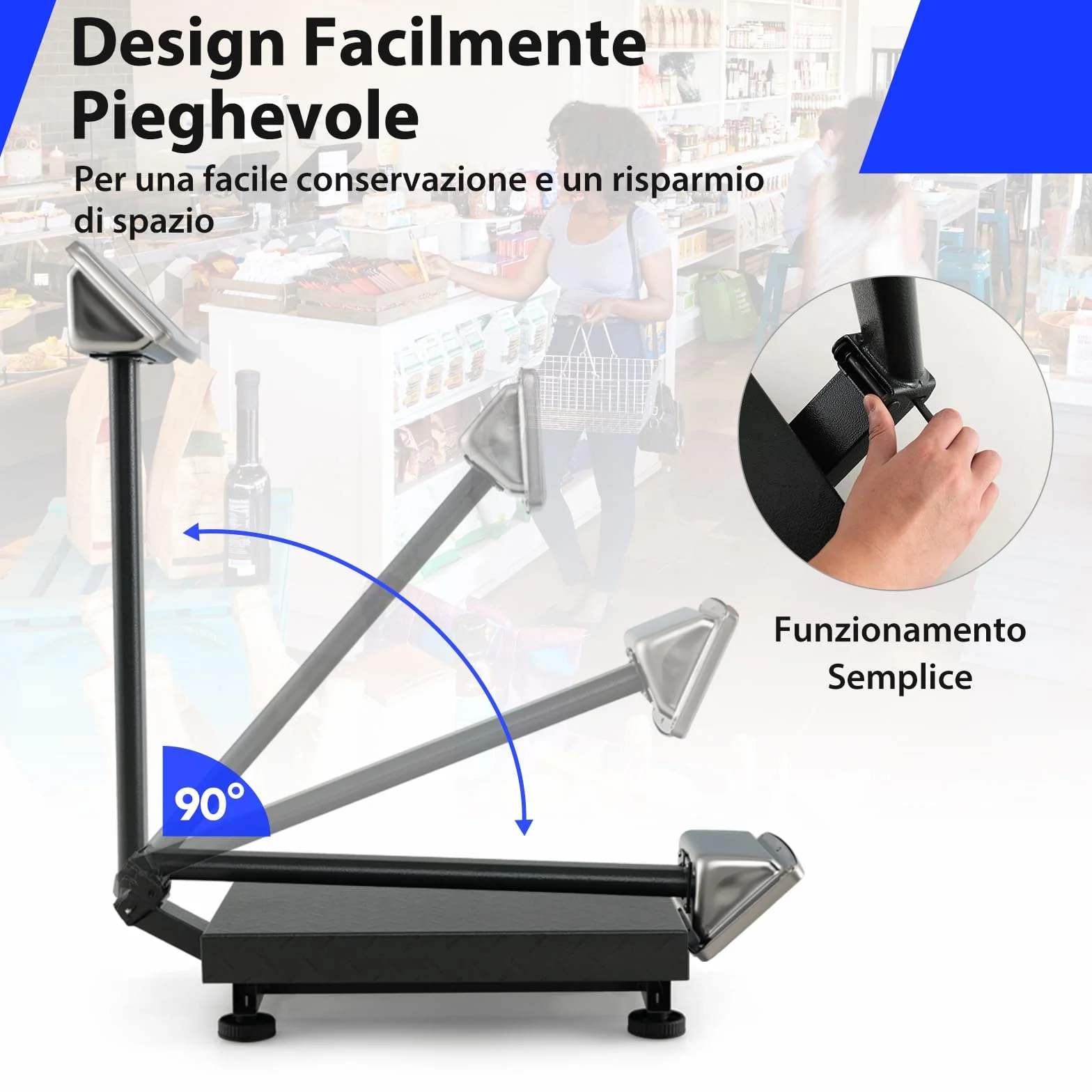 GYMAX Bilancia Digitale 300 kg, Elettronica con Calcolatore Prezzi, Conversione LB/KG, Precisione 50 g, Pieghevole
