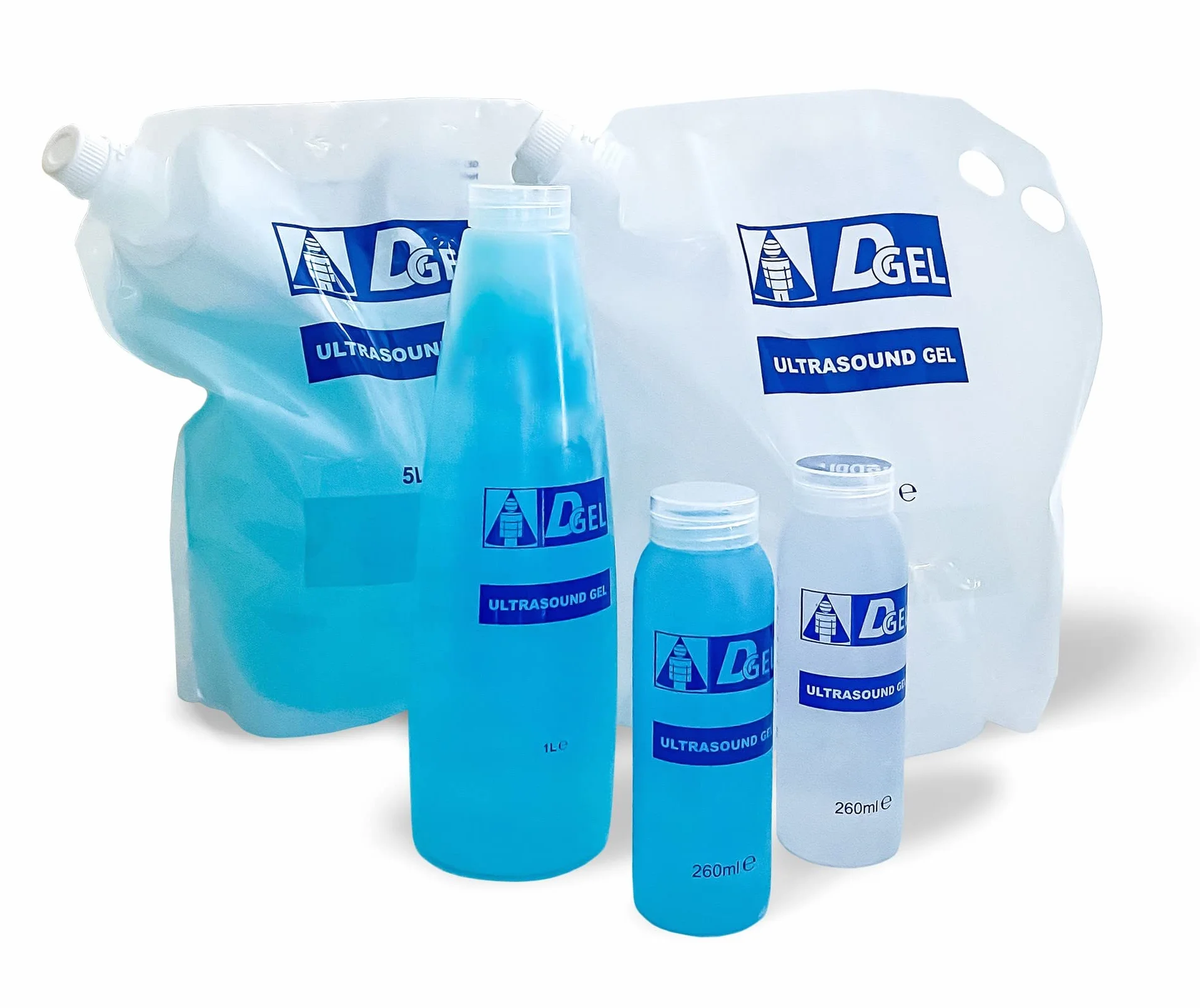 DGel - Gel conduttore 5 Litri AZZURRO Ultrasuoni, Ecografia - SACCA MORBIDA COMPLETO SVUOTAMENTO SENZA RESIDUO - Made in Italy 2 pezzi