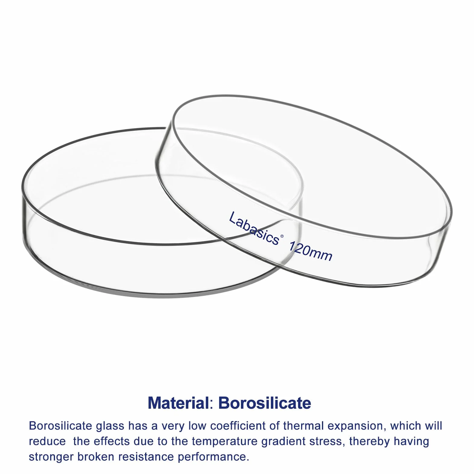 Labasics Piastra Petri con Coperchio, Vetro Borosilicato, Alta Trasparenza per Uso di Laboratorio, Ideale per Esperimenti Scientifici, Diametro 120 mm, 1 Pezzo