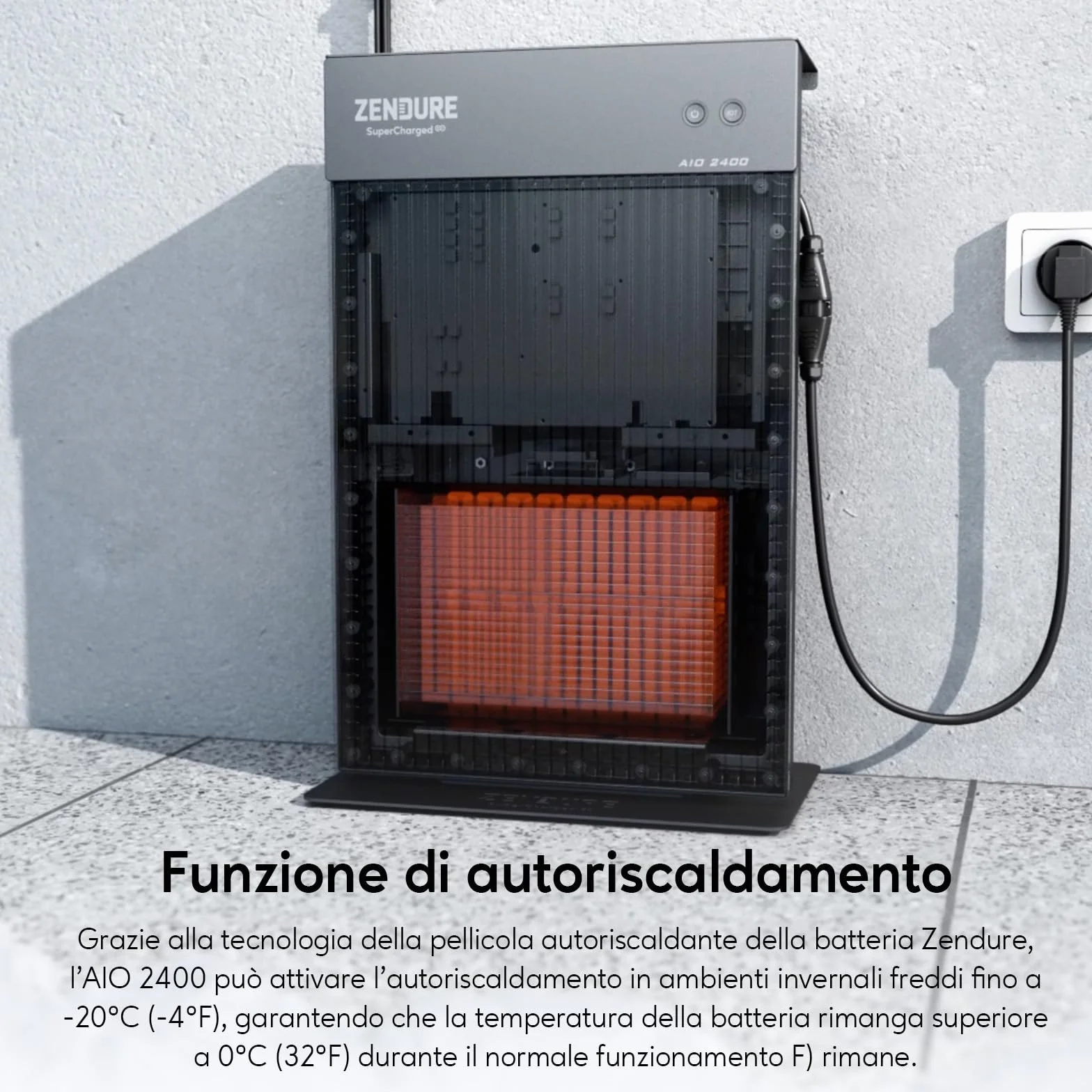Zendure AIO2400 Centrale Elettrica da Balcone, con Accumulo, 2400 Wh LiFePO4, Ingresso Solare 1200 W, Uscita 1200 W, con Shelly Pro 3EM, Design Monopezzo, app, IP65, 0 dB, con Shelly Plus Plug S