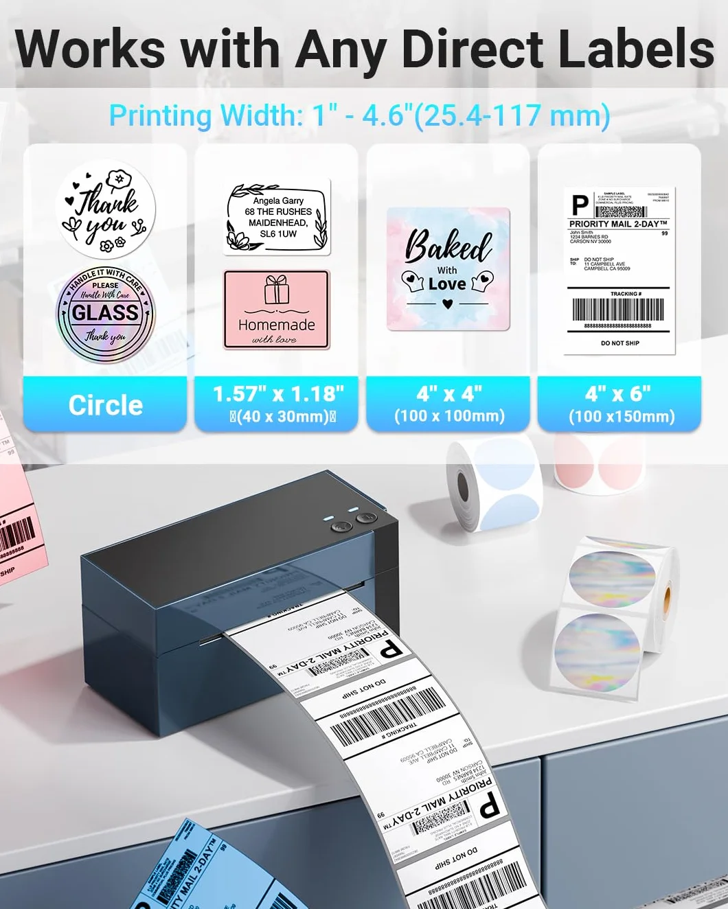 Phomemo WiFi Shipping Label Printer 4x6, 344WF Stampante Termica WiFi per Etichette di Spedizione per Piccole Imprese, Creatore di Etichette Postali, Compatibile con eBay, Shopify, Amazon, FedEx, USPS