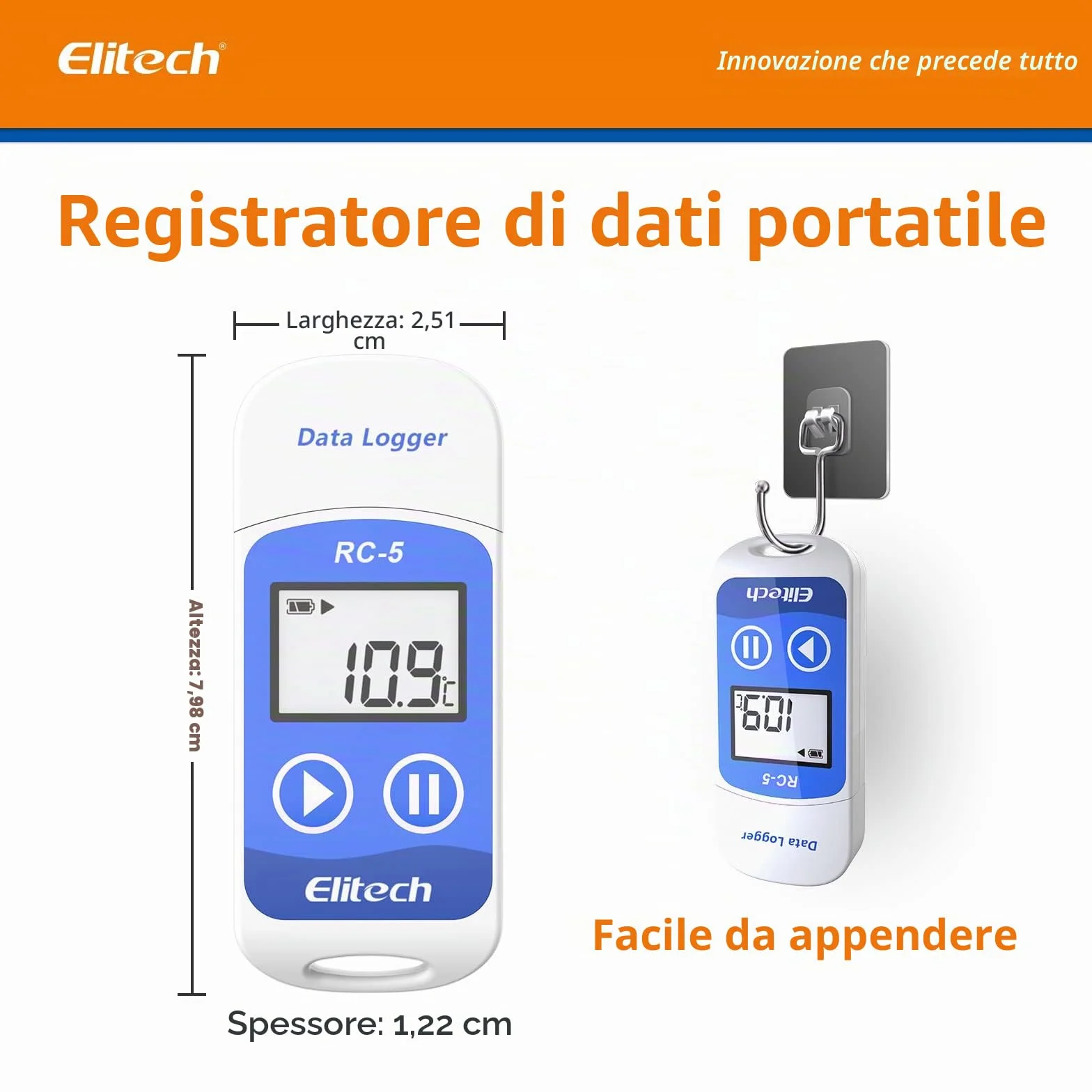 Elitech RC-5 Rejestrator Temperatury Data Logger USB PDF 32000 Punktów