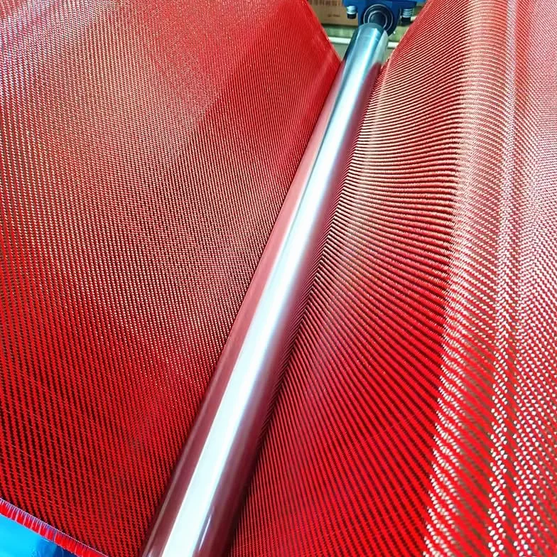 Tessuto ibrido misto in fibra di carbonio kevlar rosso, 3K 200gsm, tessuto twill 2x2, larghezza 50 cm x 1 m