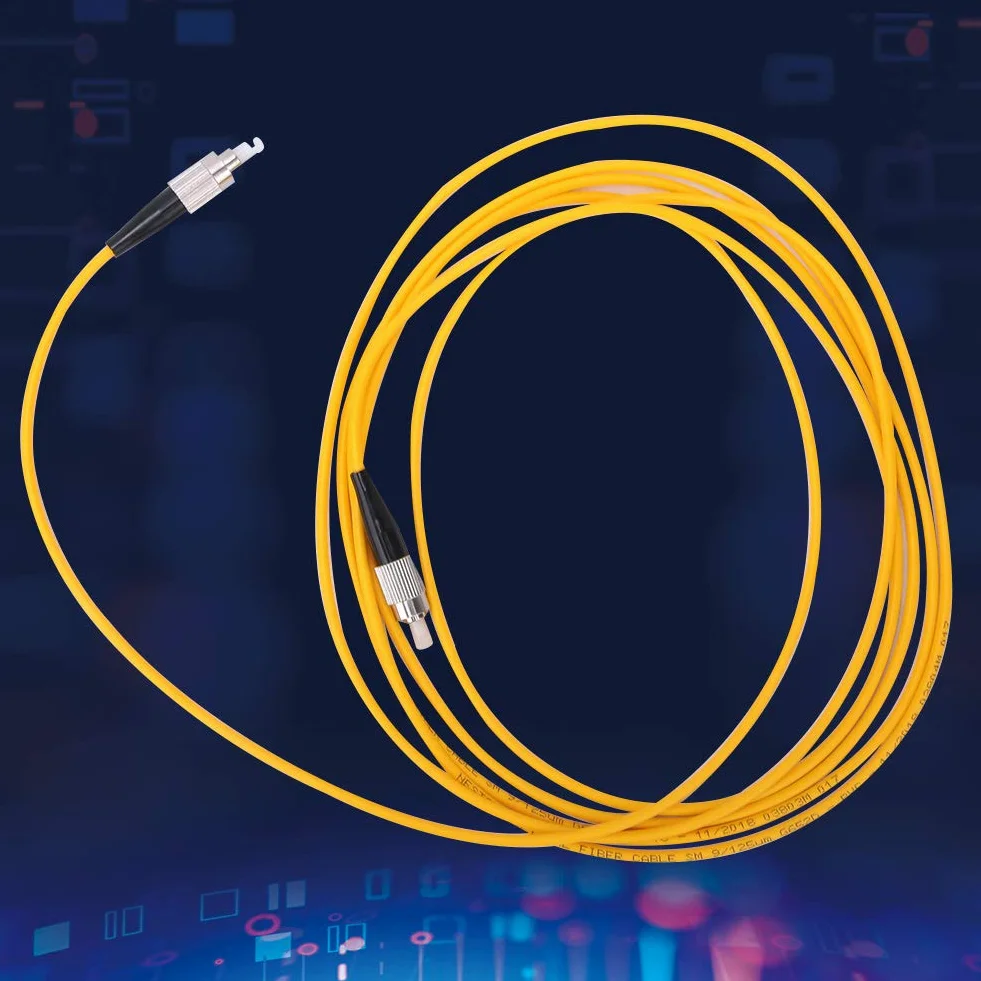 Garosa 2 pezzi Cavo Patch Fibra Ottica FC/UPC a FC/UPC, Singolo Modo, Cavo Jumper Giallo per Connessione Industriale, Cavi in Fibra per Rete LAN
