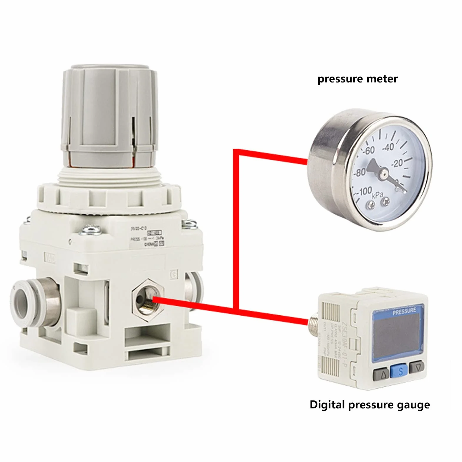 Valvola di Regolazione della Pressione Dell'aria, Pressostato Digitale, DC 12-24V 0 a -101kPa Interruttore del Regolatore Digitale del Vuoto Pneumatico, Filettatura RC 1/8