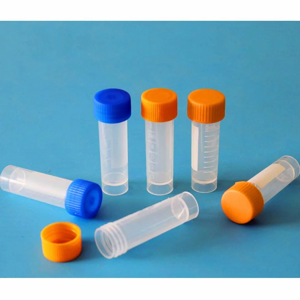 Provette Graduate 5 ml Plastica Trasparente 80 Pezzi con Tappo Arancione