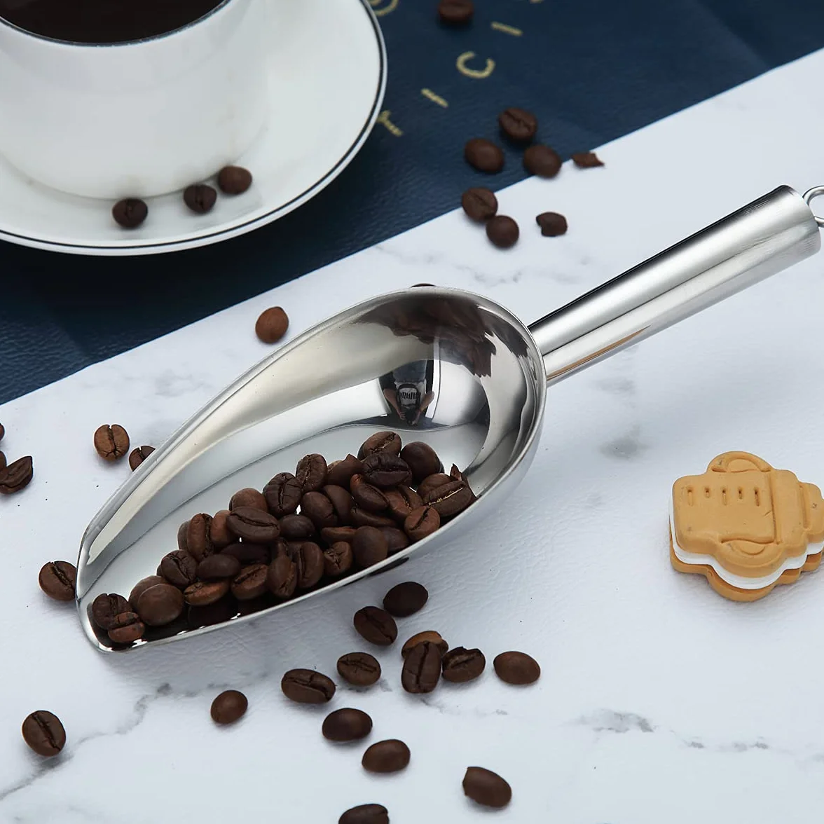 Berglander Paletta per ghiaccio 6 OZ, paletta per ghiaccio in metallo per macchina per il ghiaccio, multiuso per paletta per alimenti per feste da bar in cucina
