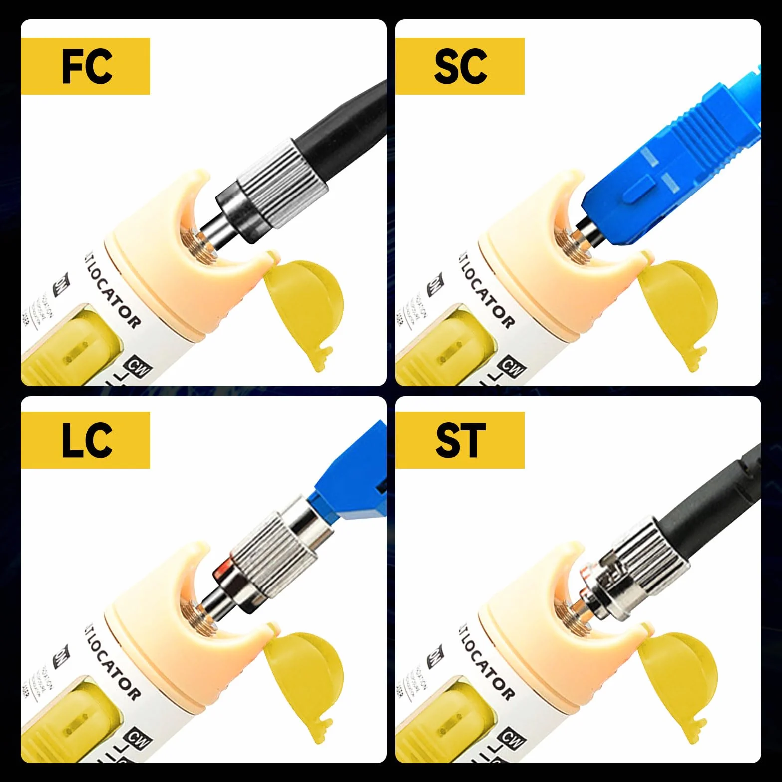Visual Fault Locator 100 mW, tester per cavi in fibra ottica con interfaccia universale 2,5 mm FC/ST/SC