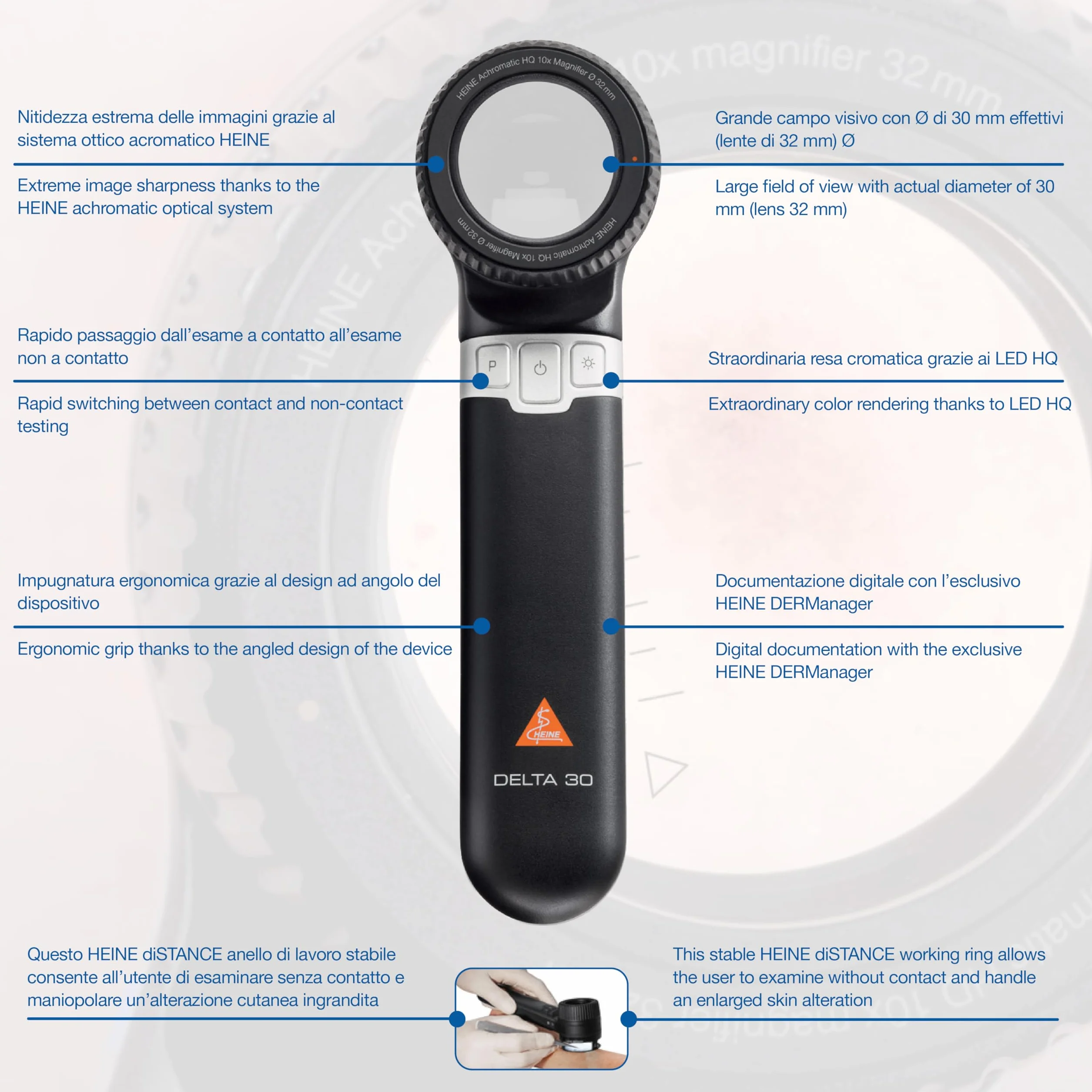 HEINE Dermatoscopio Delta 30 LEDHQ nero
