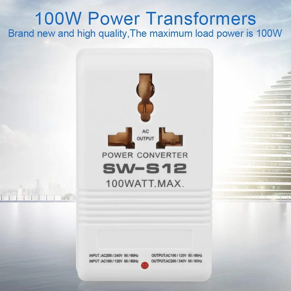 Aggiornato Adattatore da Viaggio Universale, Adattatore Presa Spina 100W 110V / 120V to 220V / 240V Hub Up and Down Inverter Transformer 55-60HZ (CN standard plug)