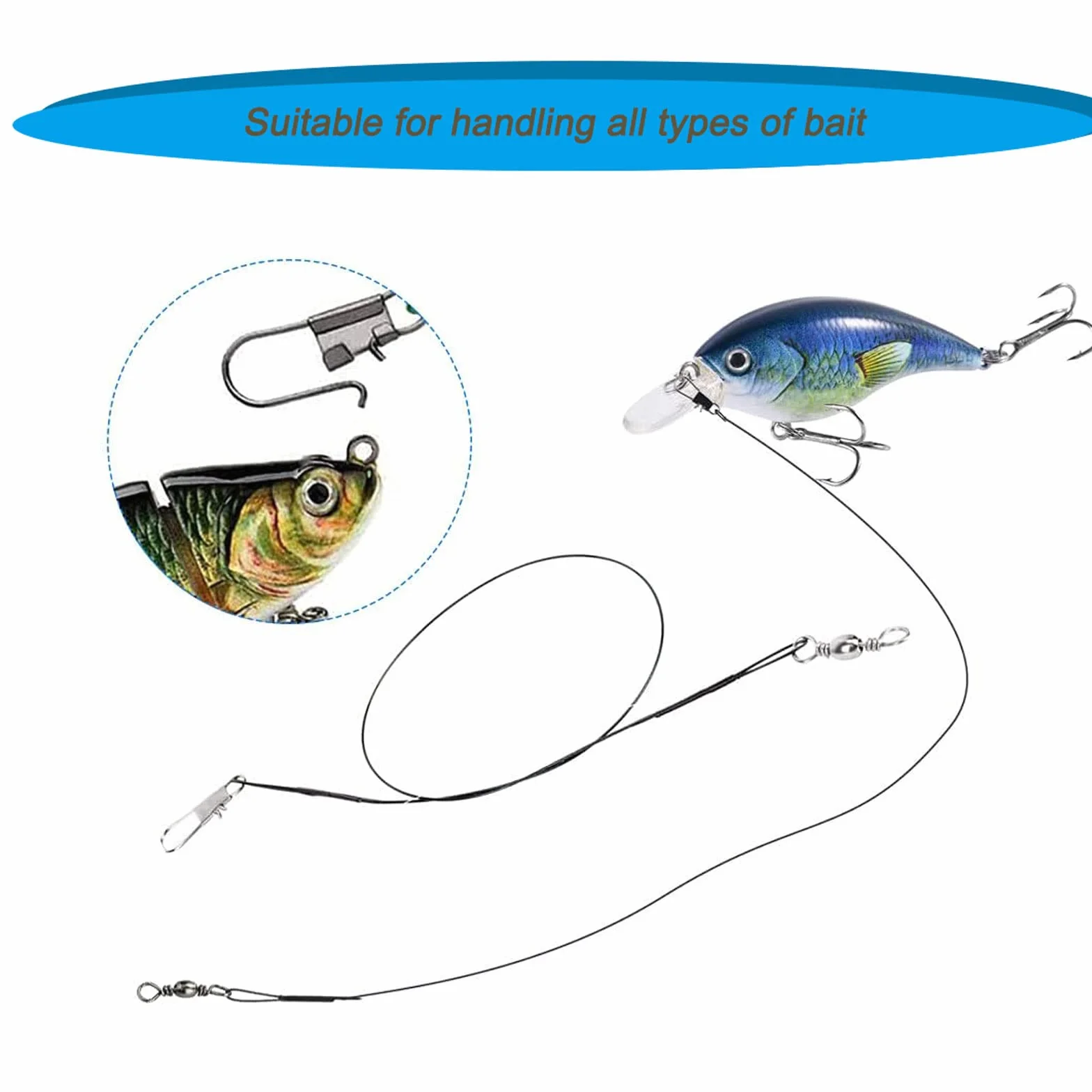 Terminali Acciaio Anti Morso Pesca 80 Pezzi