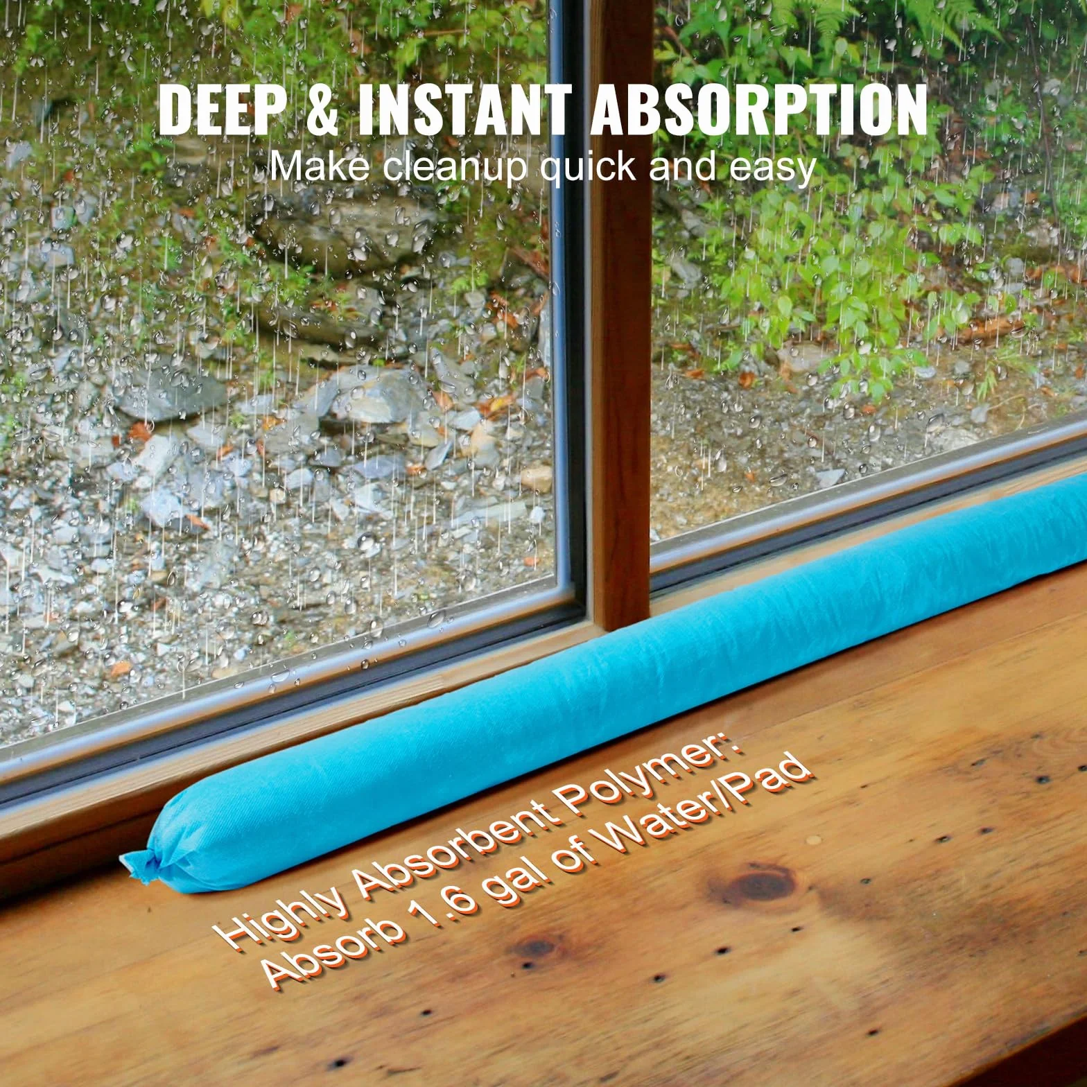 VEVOR Calzino assorbente universale, Serpente assorbente dell'acqua, Capacità 20 galloni, 3" x 47,24" Calzino per controllo delle fuoriuscite resistente alla muffa, 12 pezzi