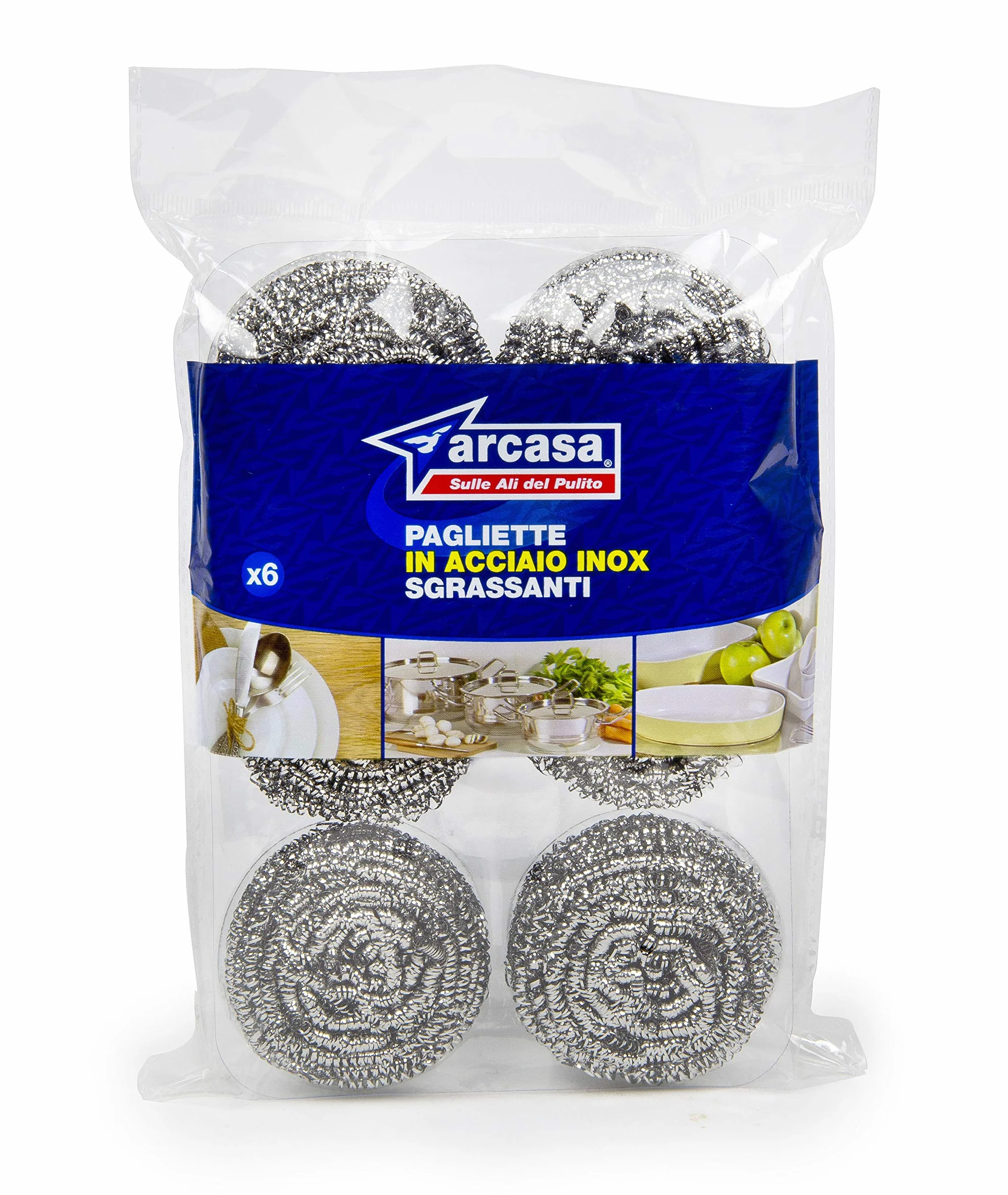 Arcasa DEP656 Pagliette in Acciaio Inox, 6 pezzi