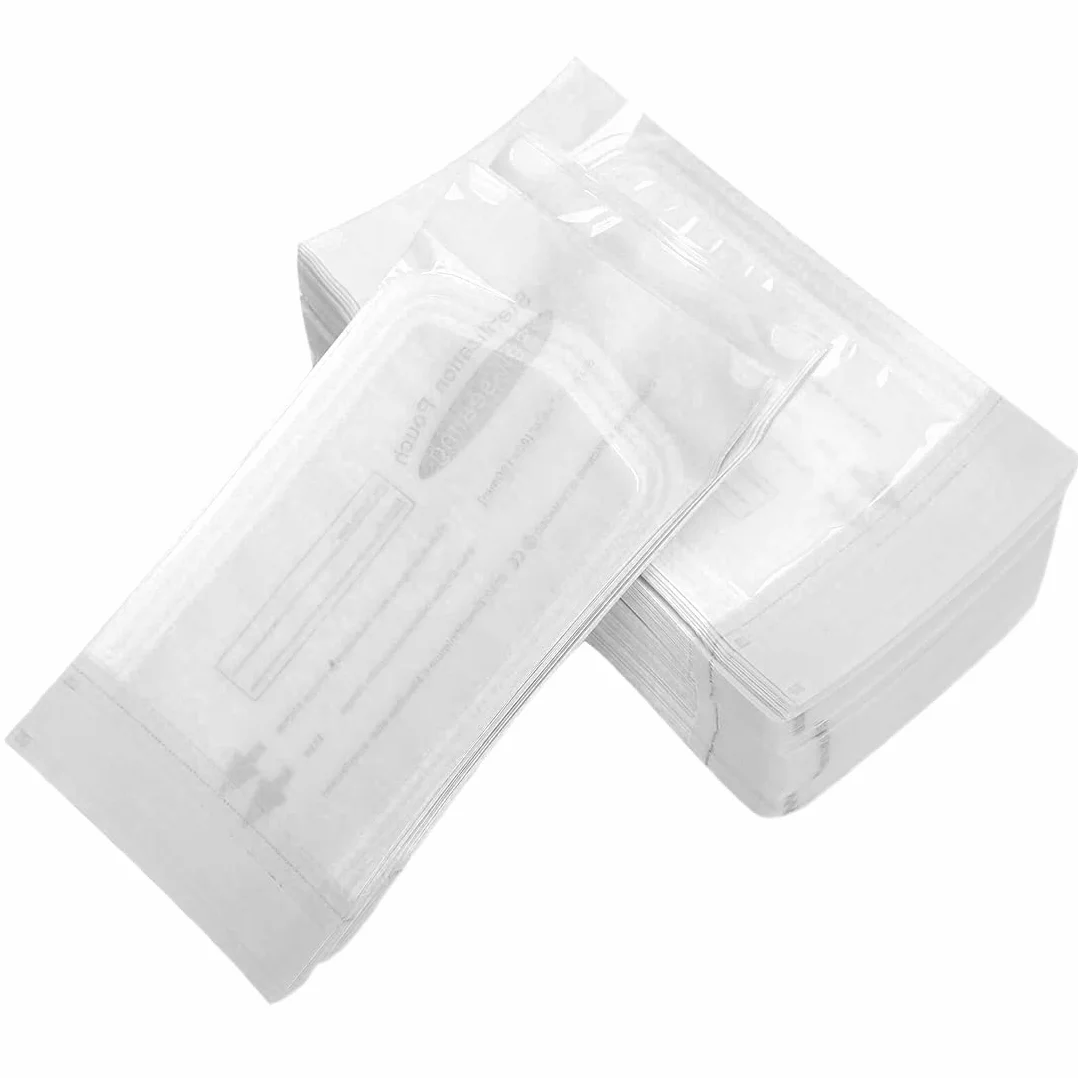 Buste mediche di sterilizzazione 110 Sacchetti sterili in PVC,Sacchetti autosigillanti per la pulizia(57 x 130 mm)