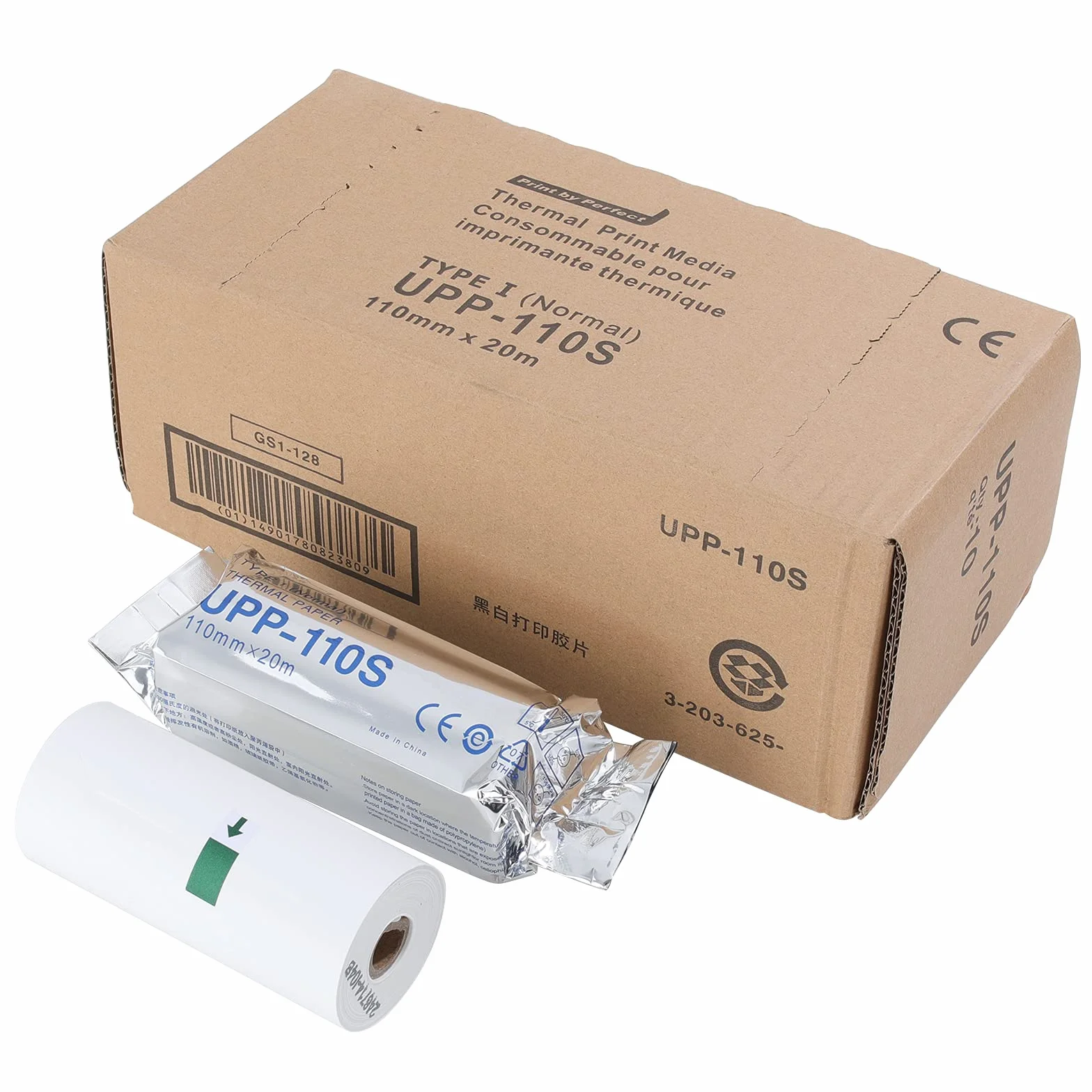 Celion UPP-110S - Pellicola termica per video in bianco e nero, tipo I, 10 rotoli/bx, ricambio per Upp-110s, 110 mm x 20 m (10 rotoli), bianco, nero