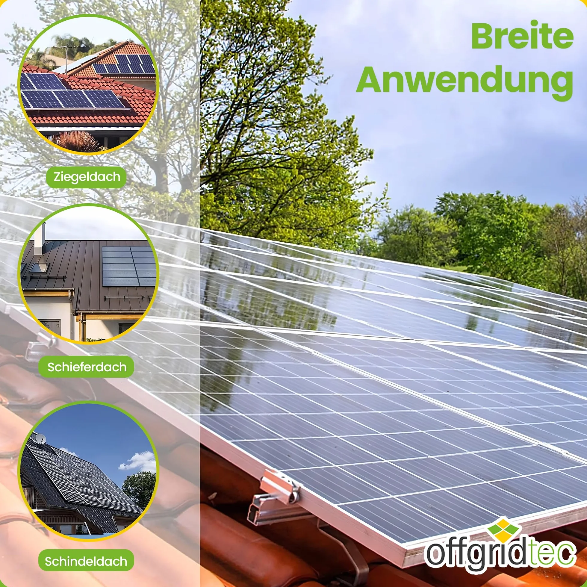 Offgridtec Gancio da tetto inox regolabile 3 direzioni acciaio 5 mm 45–60 mm per tegole scandole alluminio 4x4