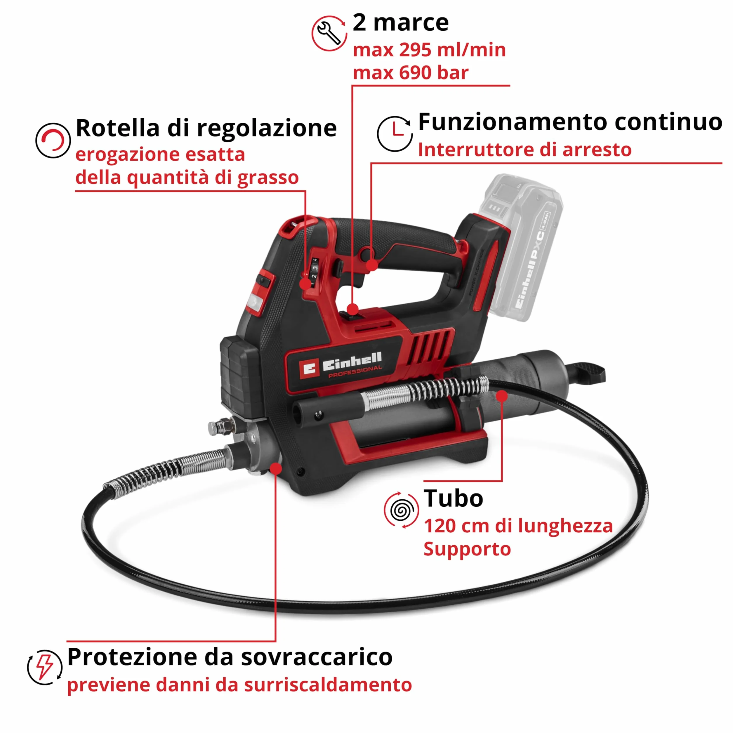 Einhell Professional TP-GR 18/690 Li Ingrassatore a batteria 18 V 690 bar
