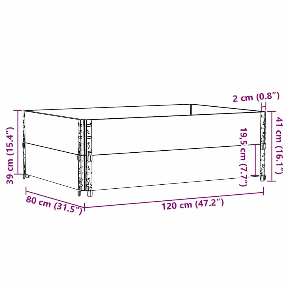 vidaXL Paretali per Pallet 2 pz 120x80 cm in Legno Massello di Pino, sponda per Pallet, Telaio impilabile per Pallet, Bordo per Pallet in Legno