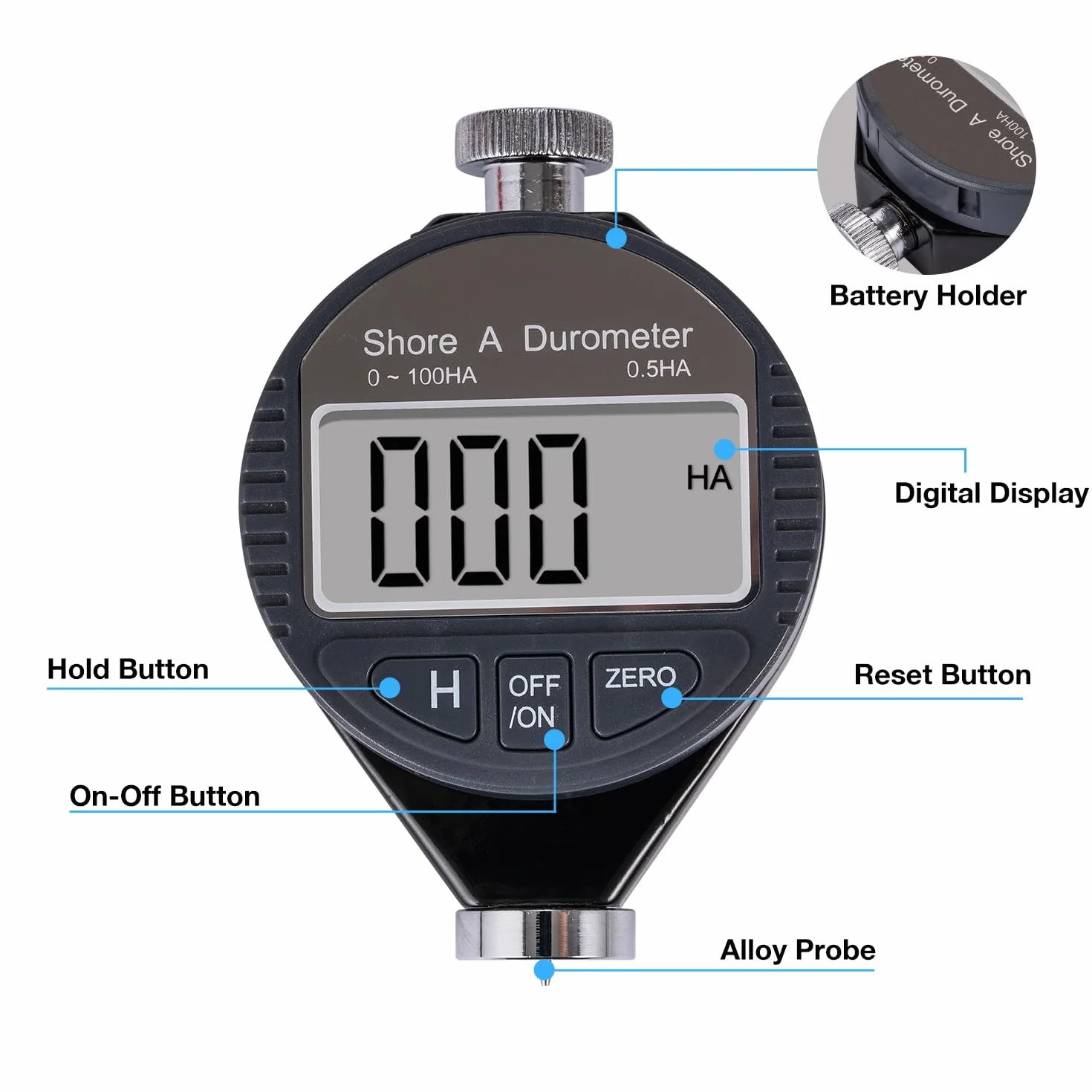 KATSU Tools Durometro Digitale Shore A 0-100HA Misuratore di Durezza Gomma Plastica LCD