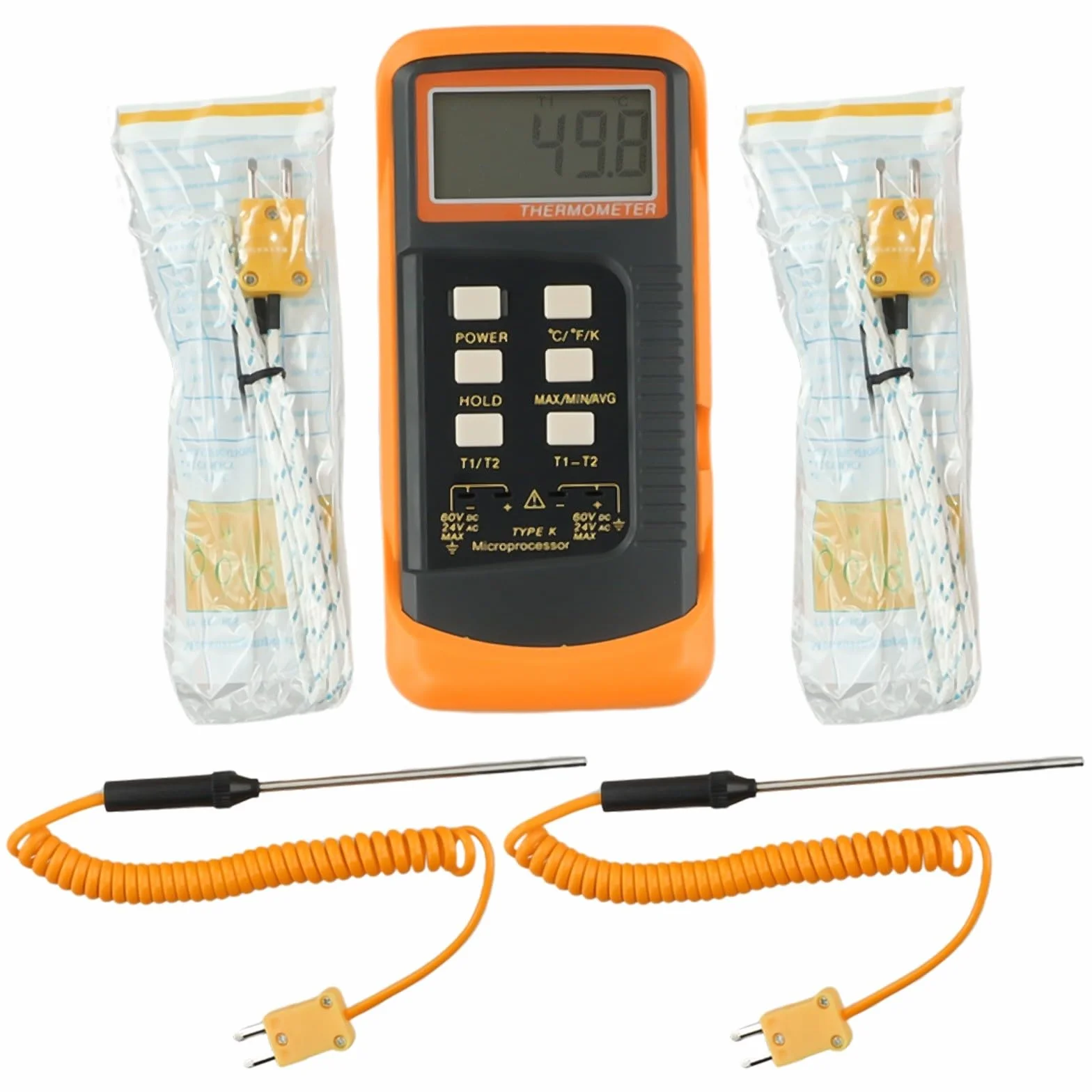 Termometro digitale a doppio canale K 6802 II per HVAC, kit di test per legionella con 4 sonde