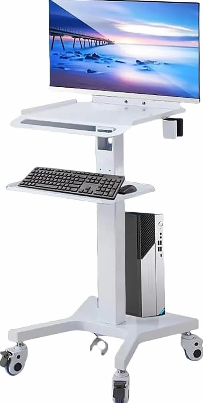 Carrello medico per carrello mobile con supporto per monitor e scanner orale, carrello dentale con ruote, carrello a doppio strato per ospedale, clinica dentale e ufficio