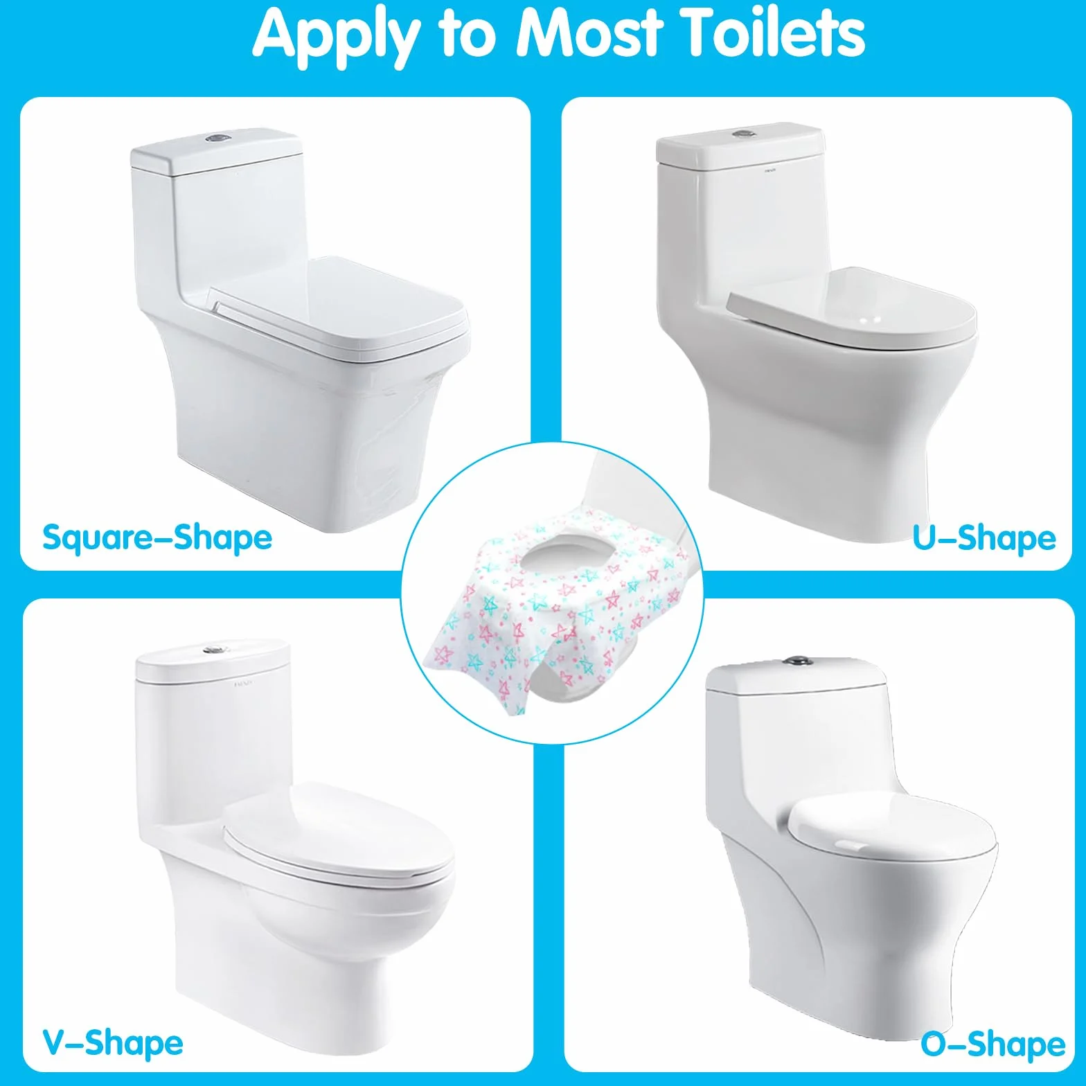 Copriwater Monouso Antibatterico Copri Sedili Impermeabili usa e getta per WC Portatili Toilette da Viaggio e Campeggio 20pcs