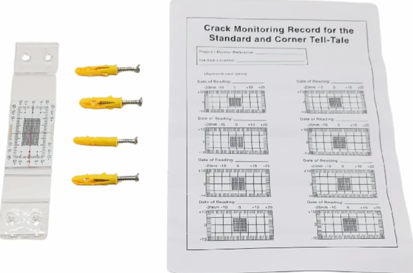 Crack Gauge Monitor Manuale per Misurazione Lesioni e Crepe Muratura 3 Set