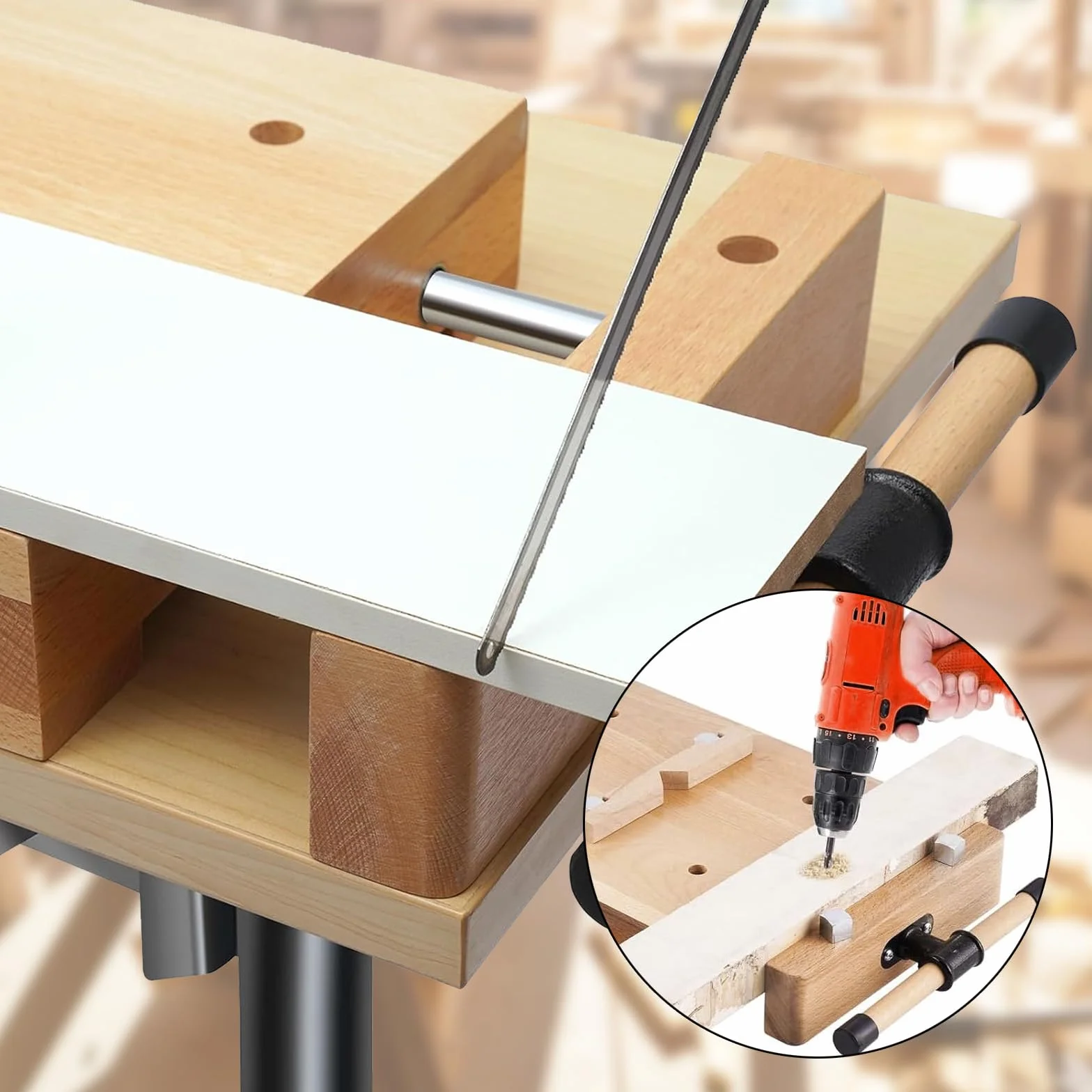Banco da Lavoro Portatile, Panchina per Piallatrice Portatile 53 x 28 x 7 cm, Morsa da Lavoro Mobile Mini Banco da Lavoro Portatile e Morsa per Piallatura e Serraggio