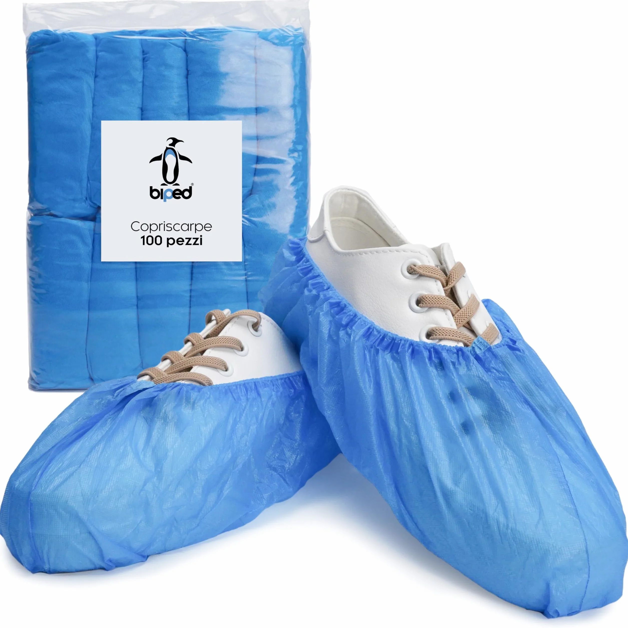 biped Copriscarpe monouso 100 pezzi – Antiscivolo, impermeabili, senza lattice – Taglia unica