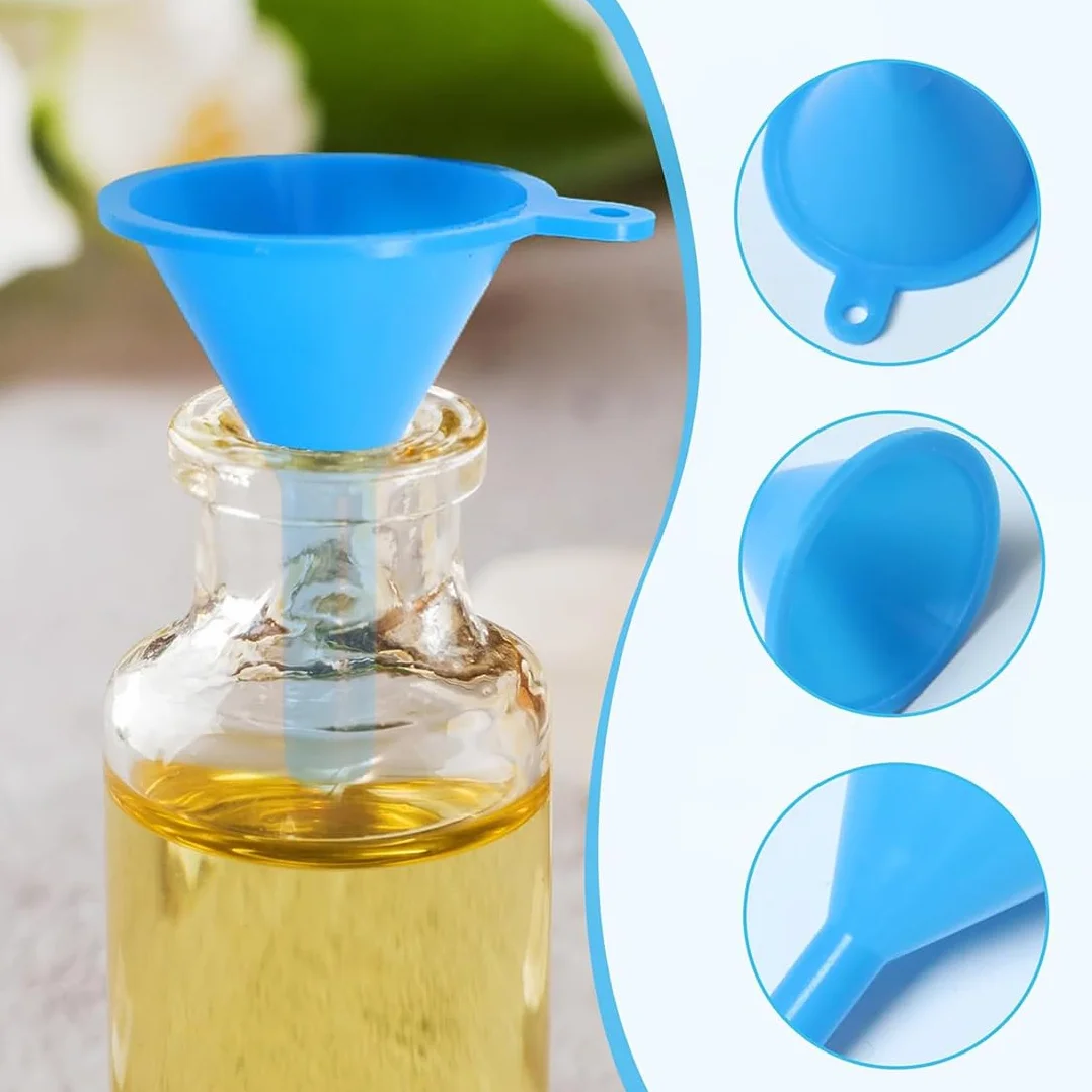 Imbuto piccolo,Piccolo imbuto in plastica, 12 pezzi, mini imbuto per riempire bottiglie, bicchieri, profumi, polveri, oli essenziali, shampoo, sabbia, bottiglie da laboratorio