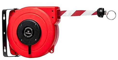 Rullo di barriera di sicurezza (18 m) - Cinturino ad alte prestazioni (Rosso/Bianco) Nastro retrattile per bloccaggio/montaggio a parete con cinturino