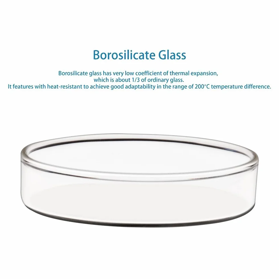 stonylab Piastra di Petri in Vetro con Coperchio, Confezione da 5 Vetro Borosilicato Piatto per Colture Cellulari Piastra di Petri Autoclavabile Trasparente per Laboratorio, 120x25 mm
