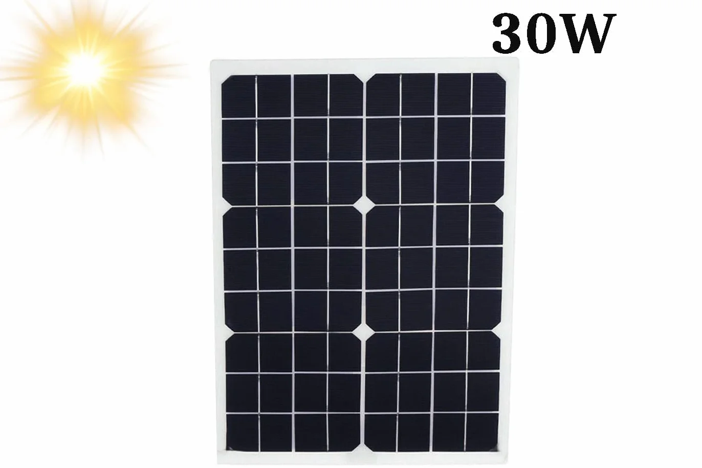 Yasta Pannello Solare Monocristallino 12V 30W per Barche, Camper e Auto - Kit Caricabatterie con Pinze a Coccodrillo - Modulo Fotovoltaico Impermeabile IP65 per Mantenimento Carica Batteria