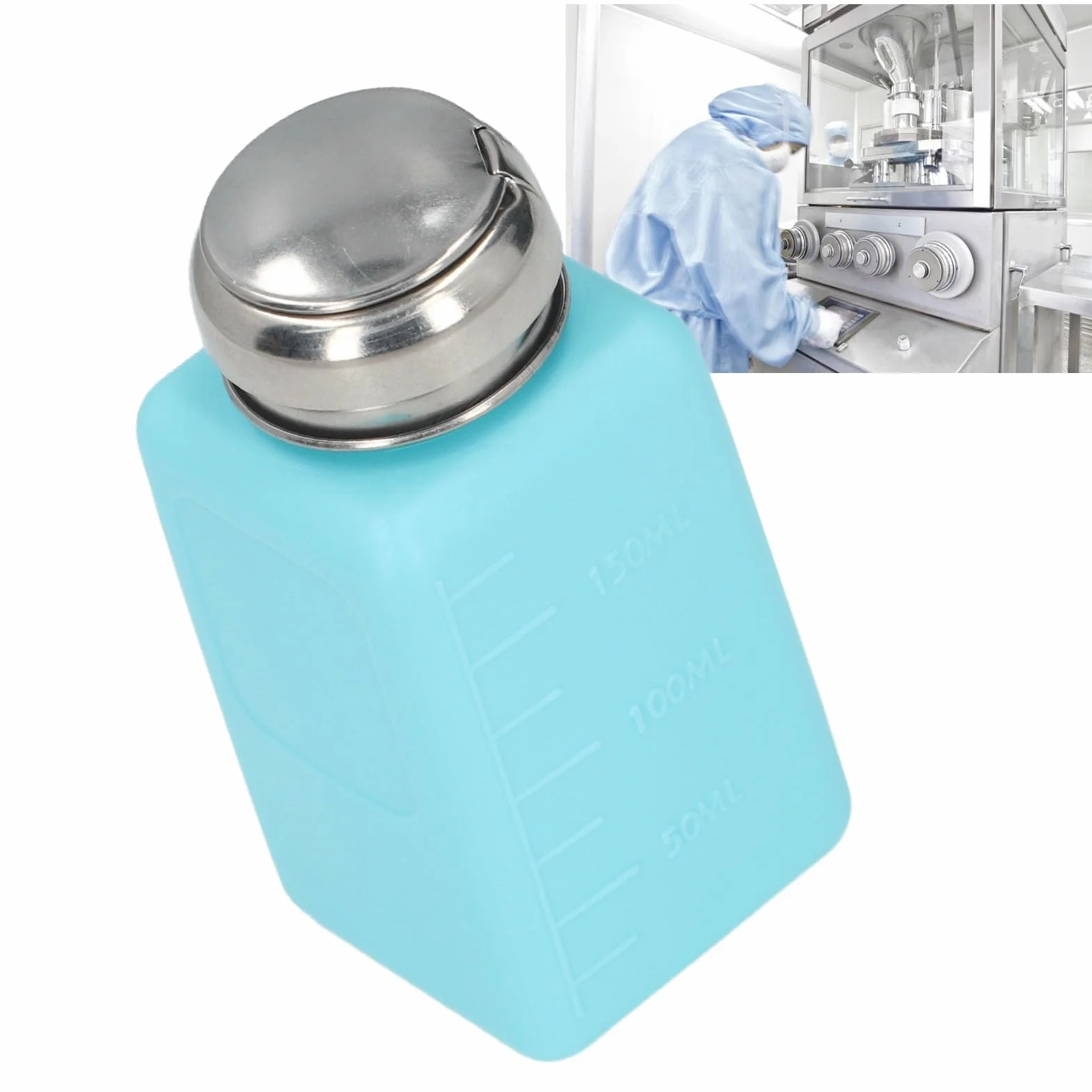 ESD Safe Anti-Static Solvent Dispenser 200ml, Distributore Liquido in Acciaio Inossidabile, Bottiglia Blu Resistente