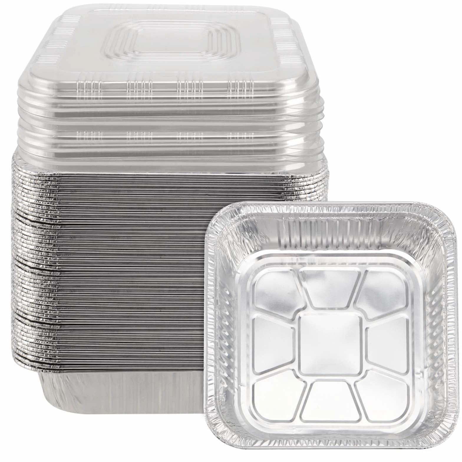 PINGEUI 30 vassoi in alluminio 20,5 x 20,5 x 4,5 cm con coperchio trasparente