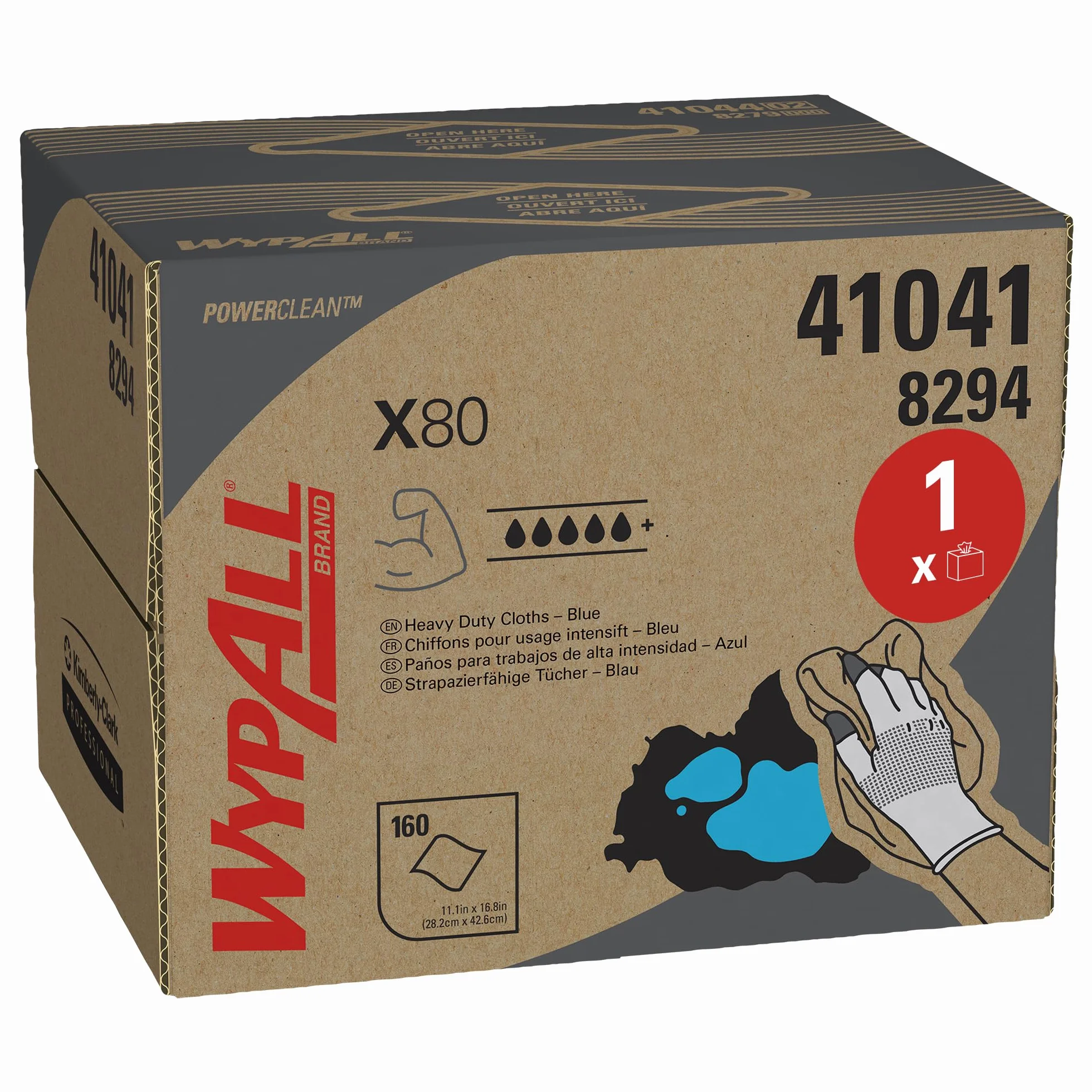 Panni per la pulizia WypAll® X80 Power Clean™ 8294 azzurri - Panni riutilizzabili - 1 BRAG™ Box da 160 panni assorbenti